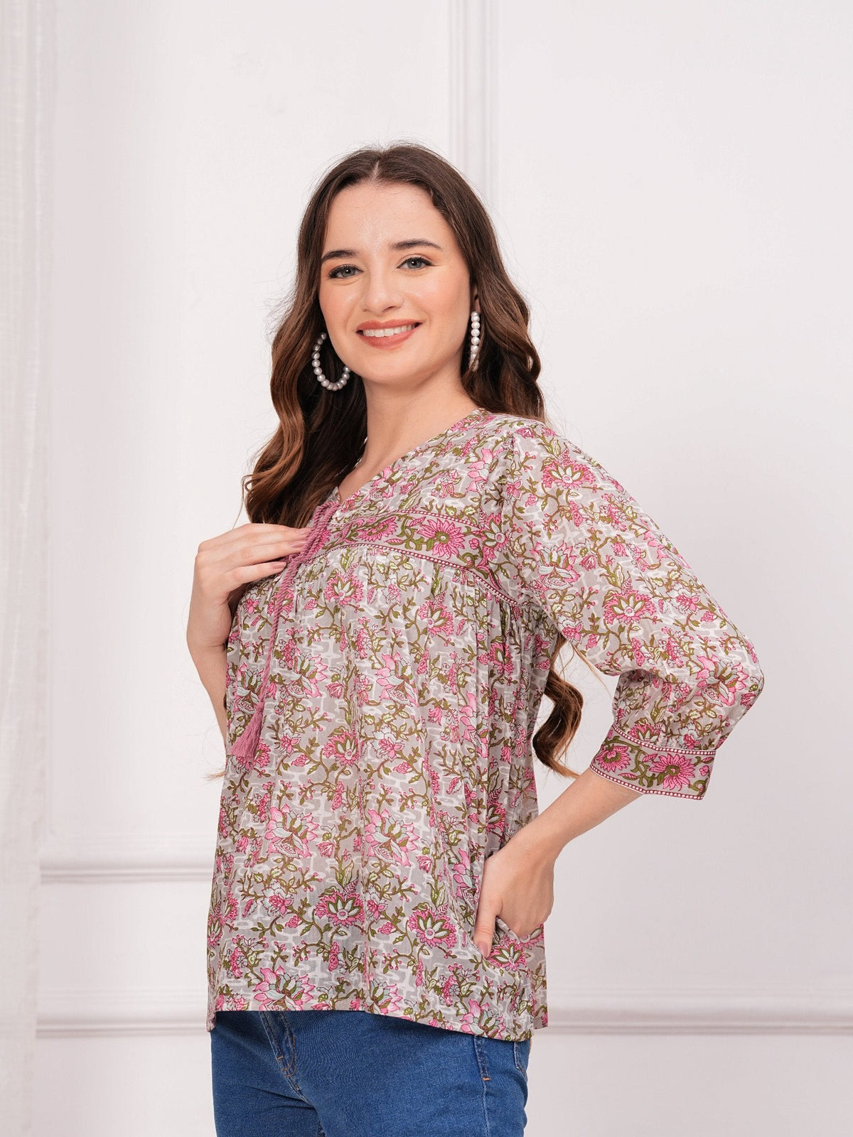 Rangvastra Cotton Floral Printed Top