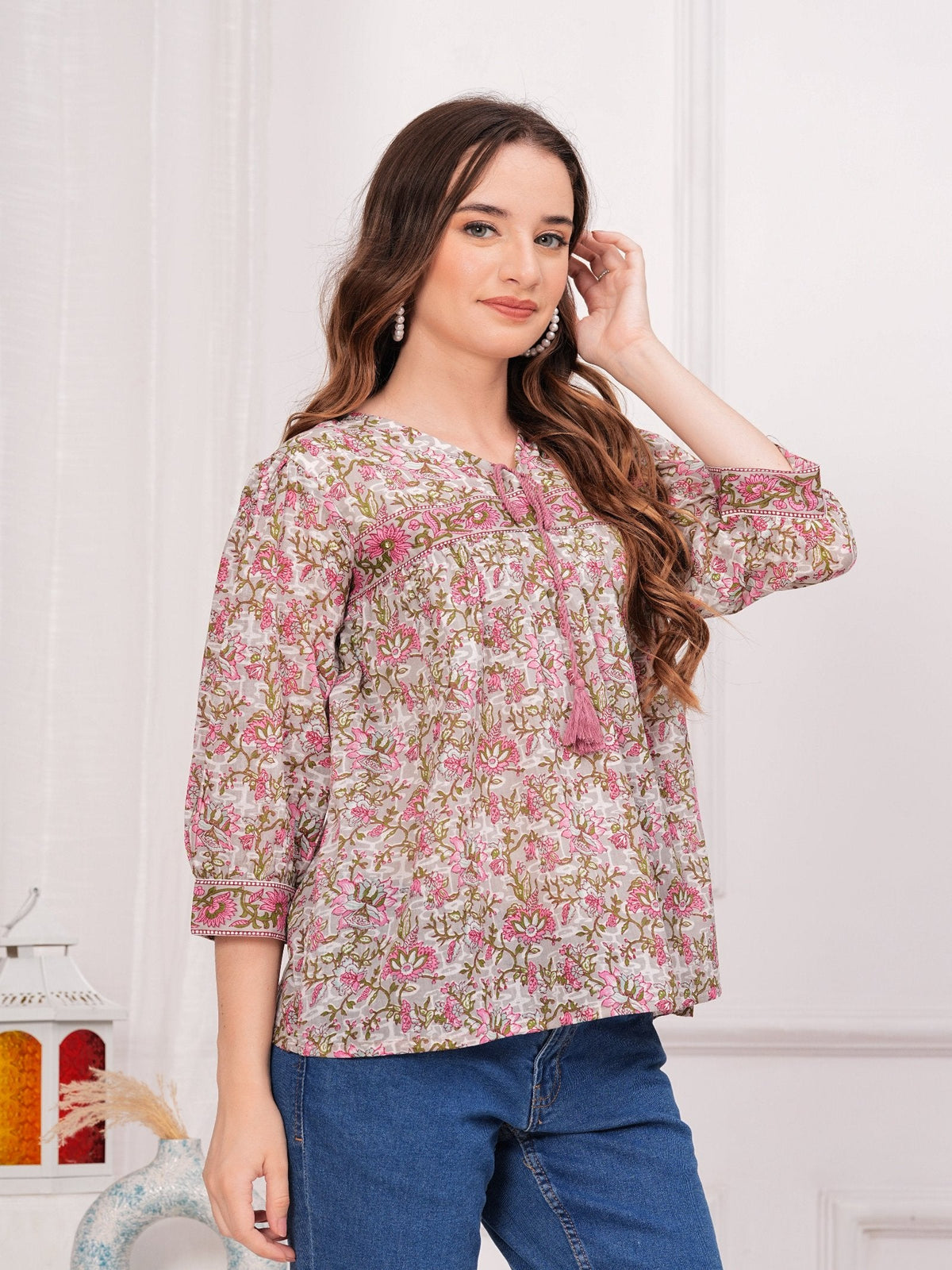 Rangvastra Cotton Floral Printed Top
