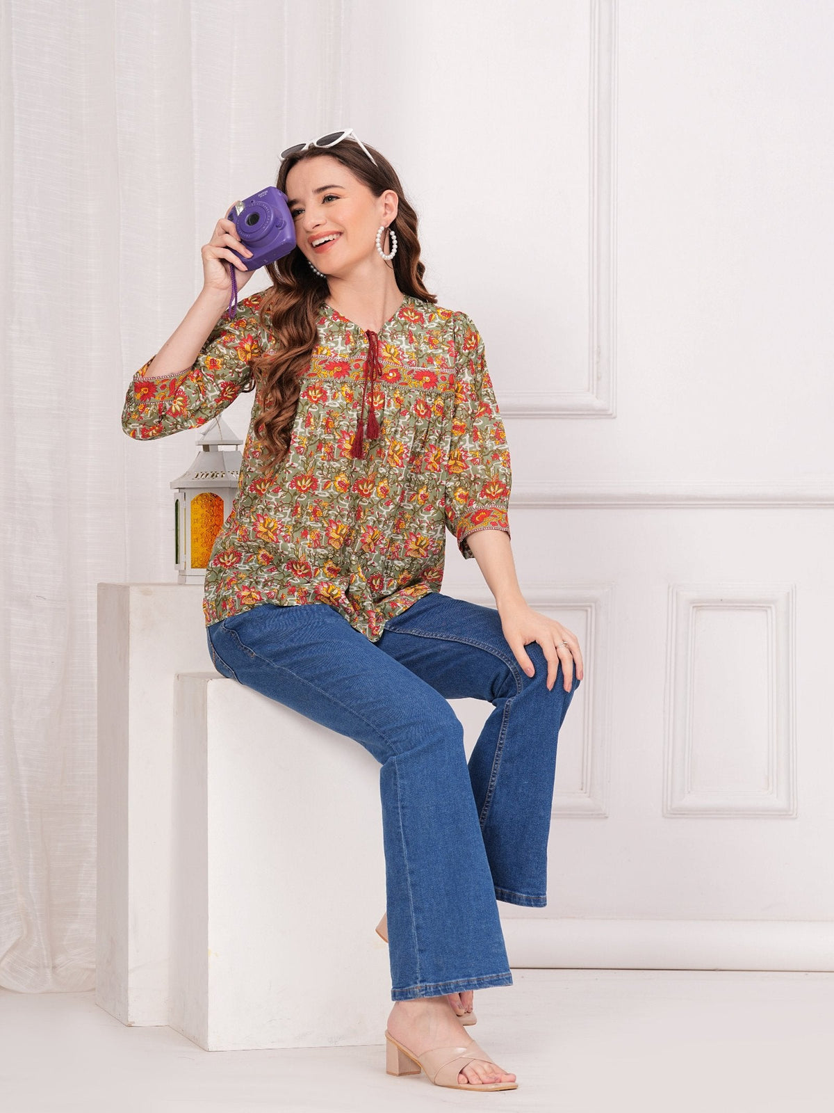 Rangvastra Cotton Floral Printed Top