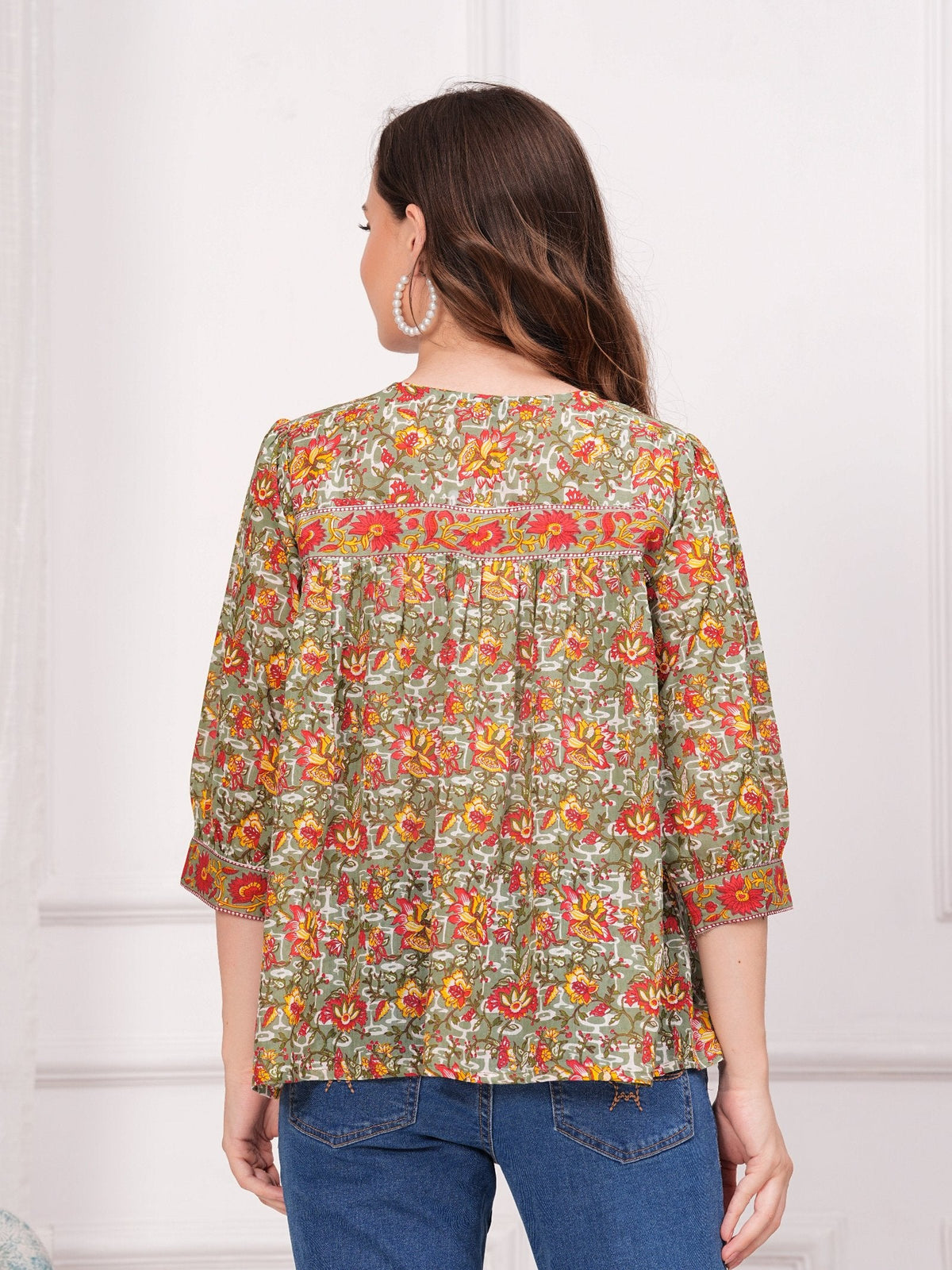 Rangvastra Cotton Floral Printed Top