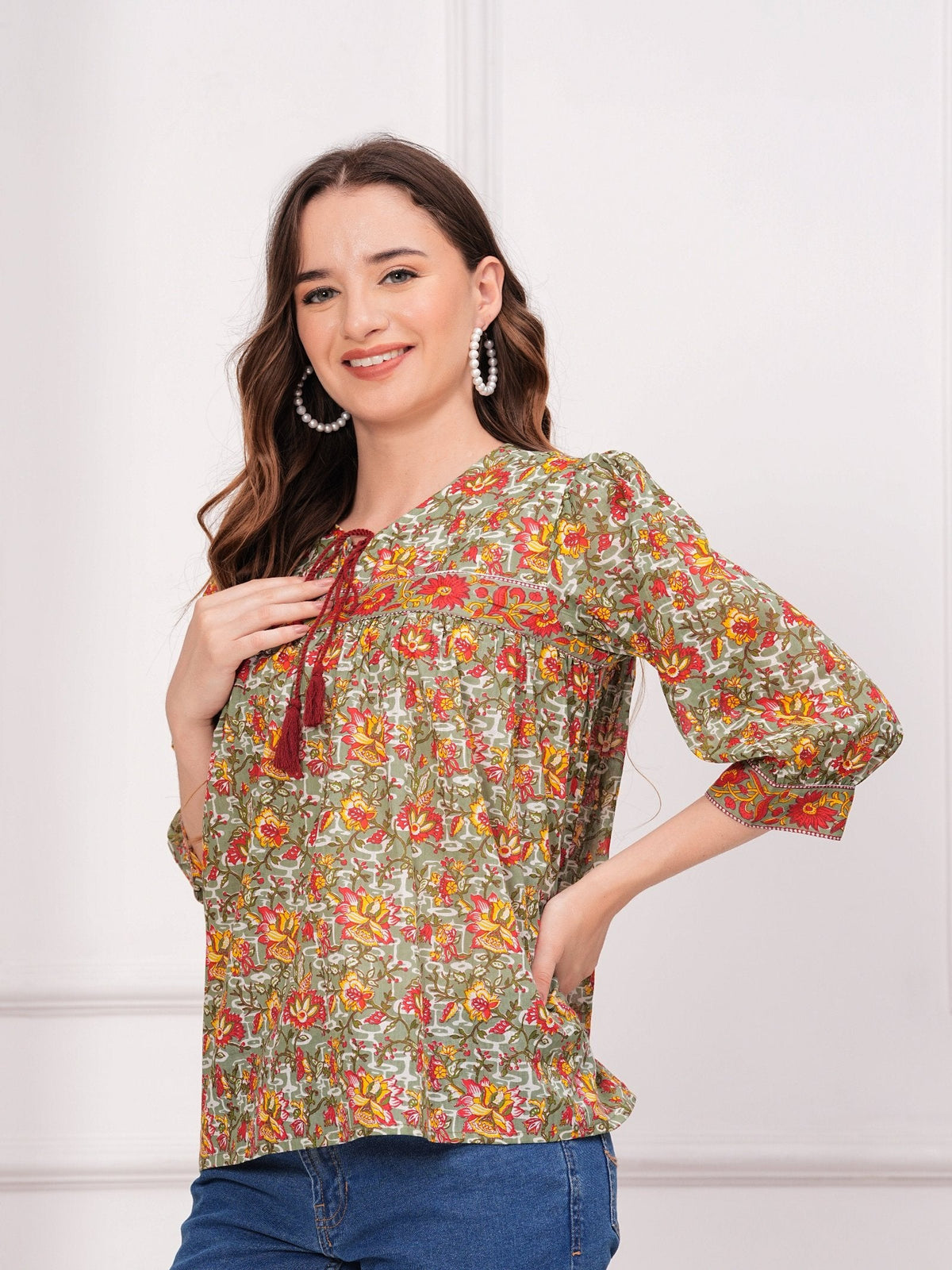 Rangvastra Cotton Floral Printed Top