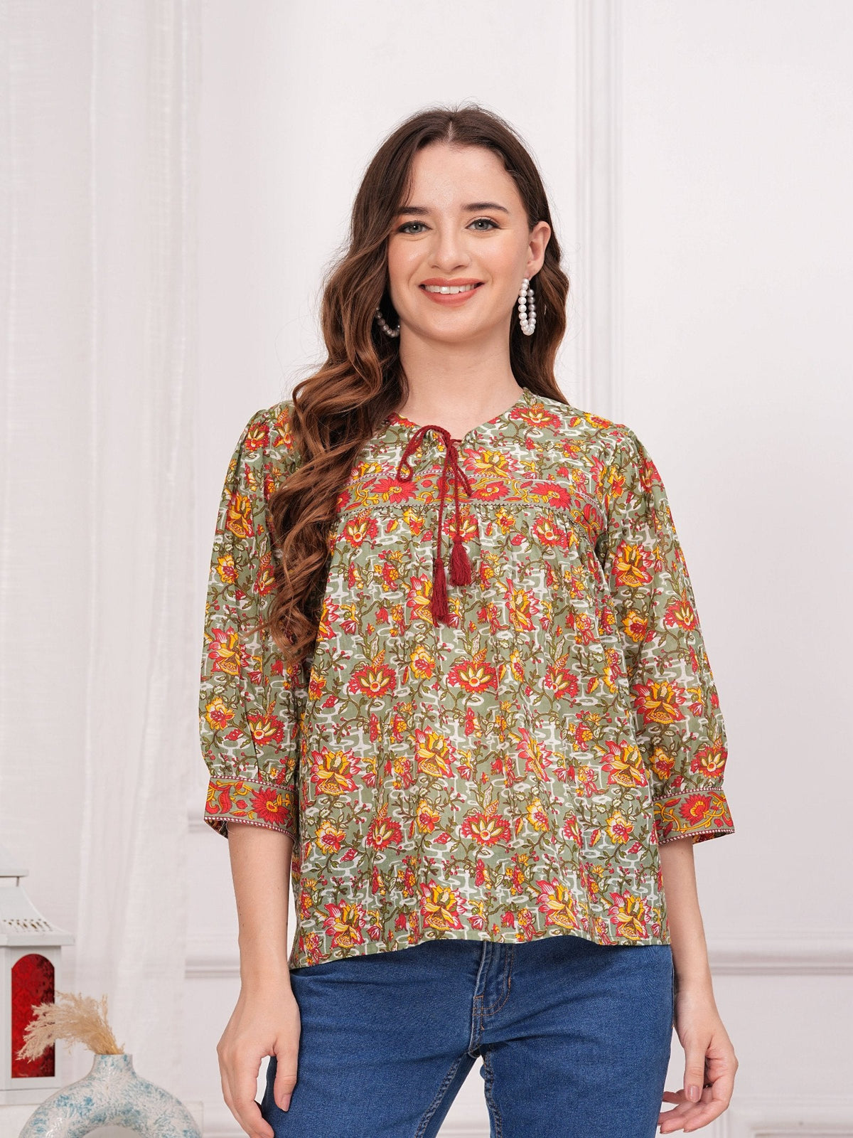Rangvastra Cotton Floral Printed Top