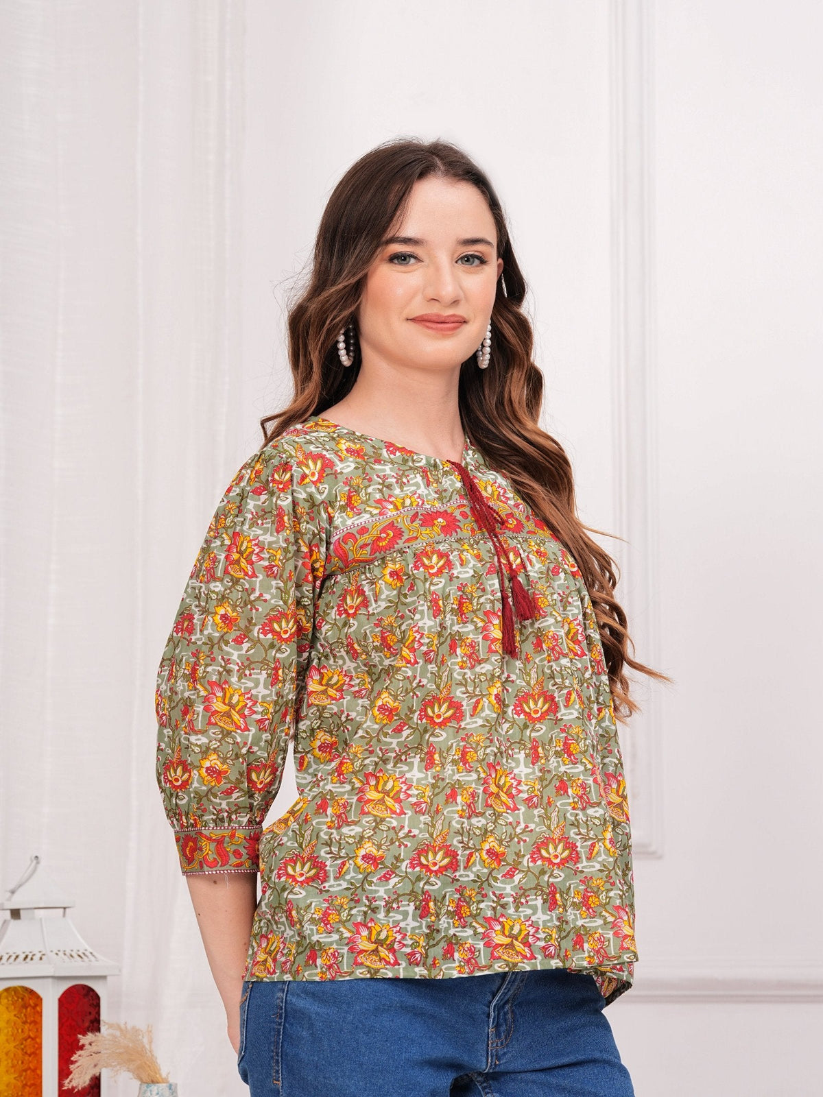 Rangvastra Cotton Floral Printed Top