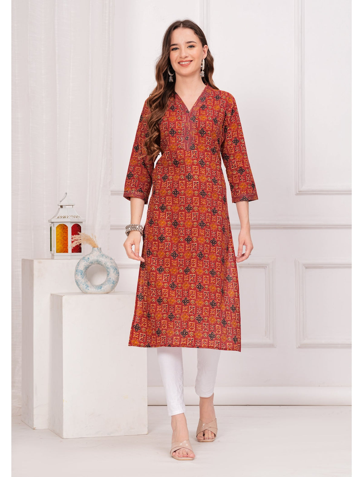 Rangvastra Cotton Printed Straight Kurta