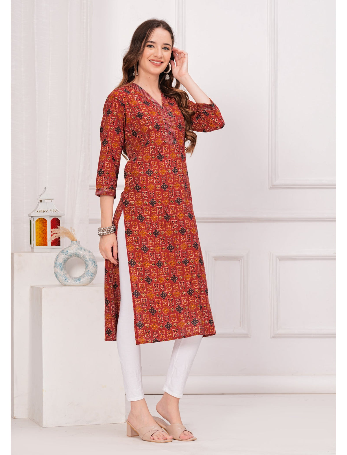 Rangvastra Cotton Printed Straight Kurta