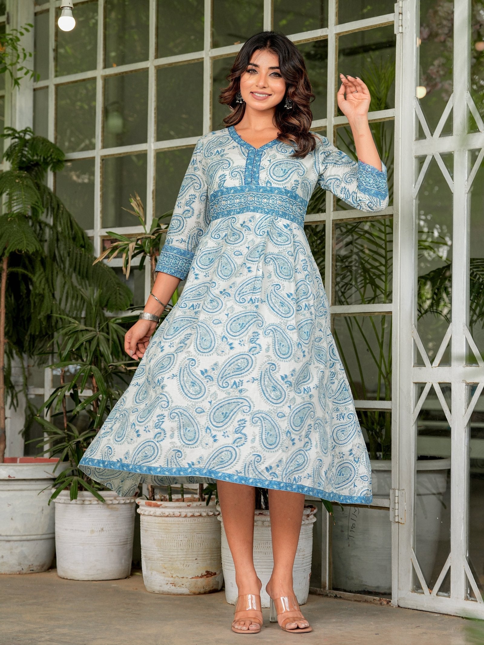 Rangvastra Cotton Floral Print Flared Kurta