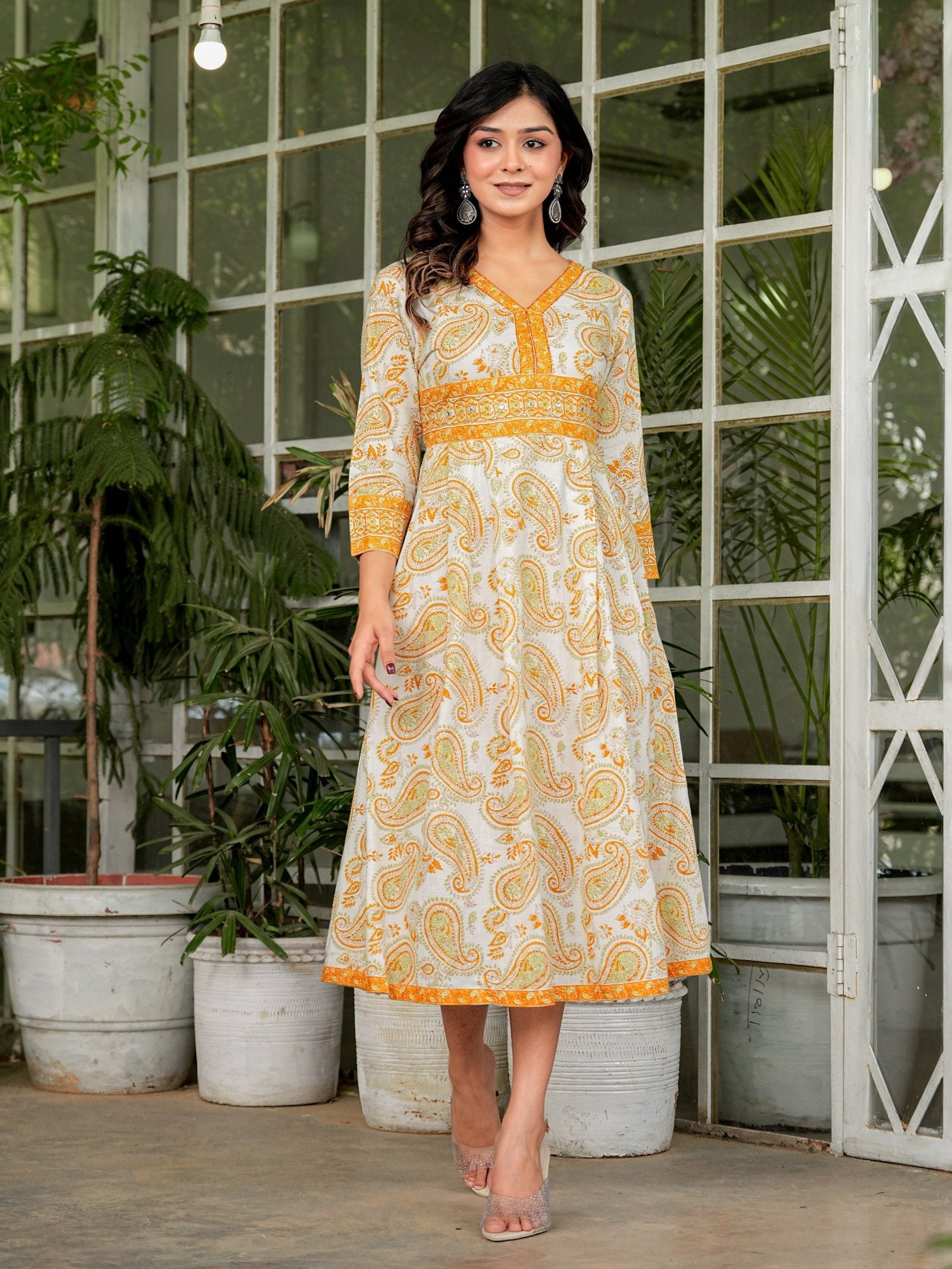 Rangvastra Cotton Floral Print Flared Kurta