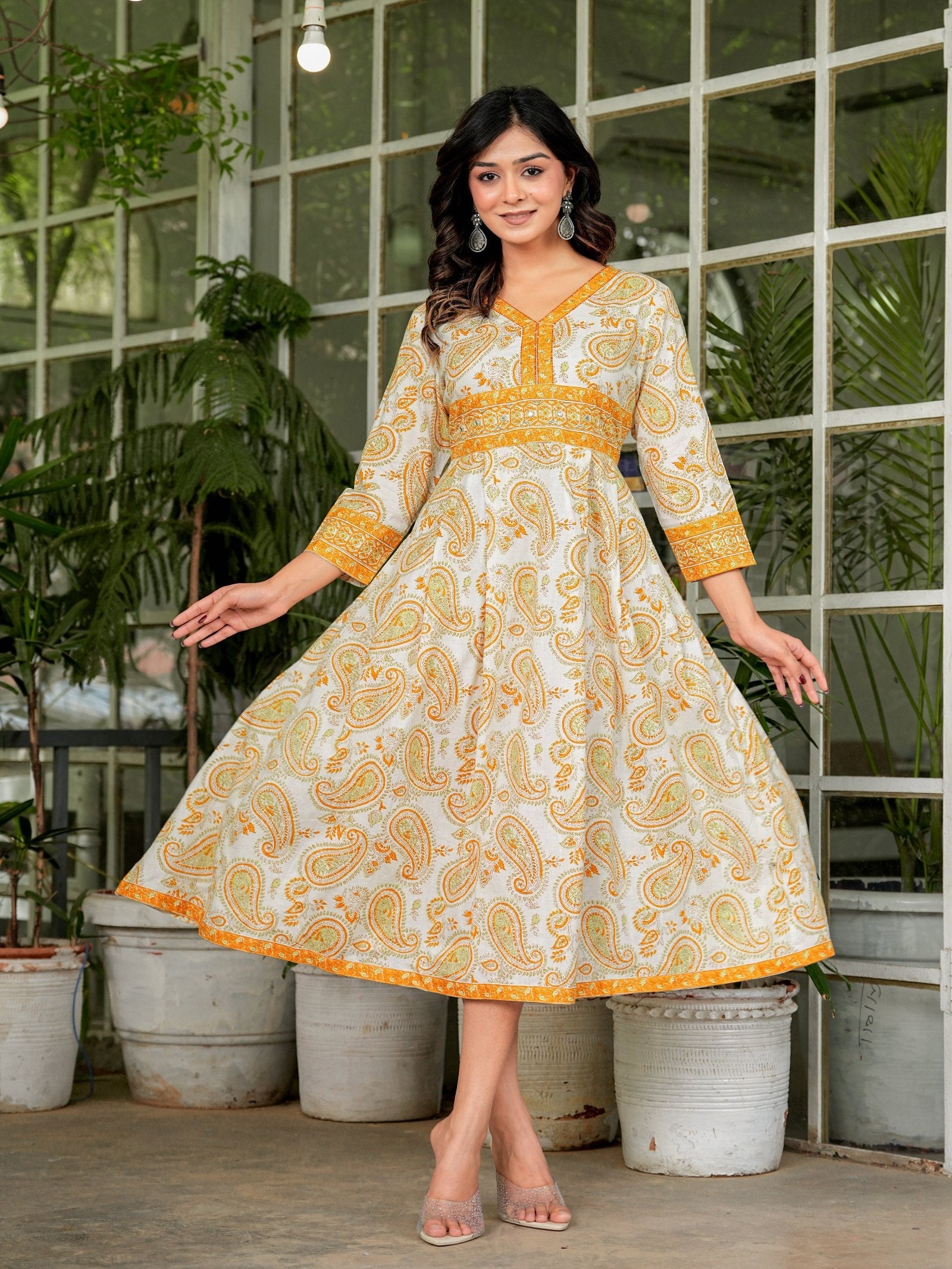 Rangvastra Cotton Floral Print Flared Kurta