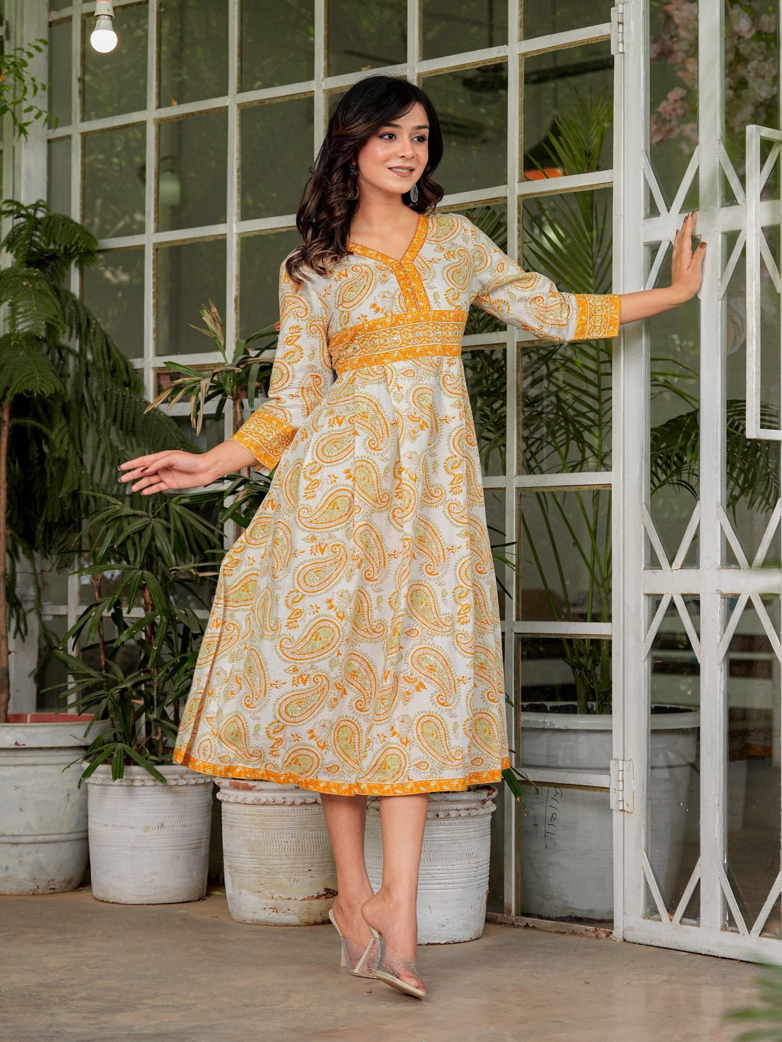 Rangvastra Cotton Floral Print Flared Kurta