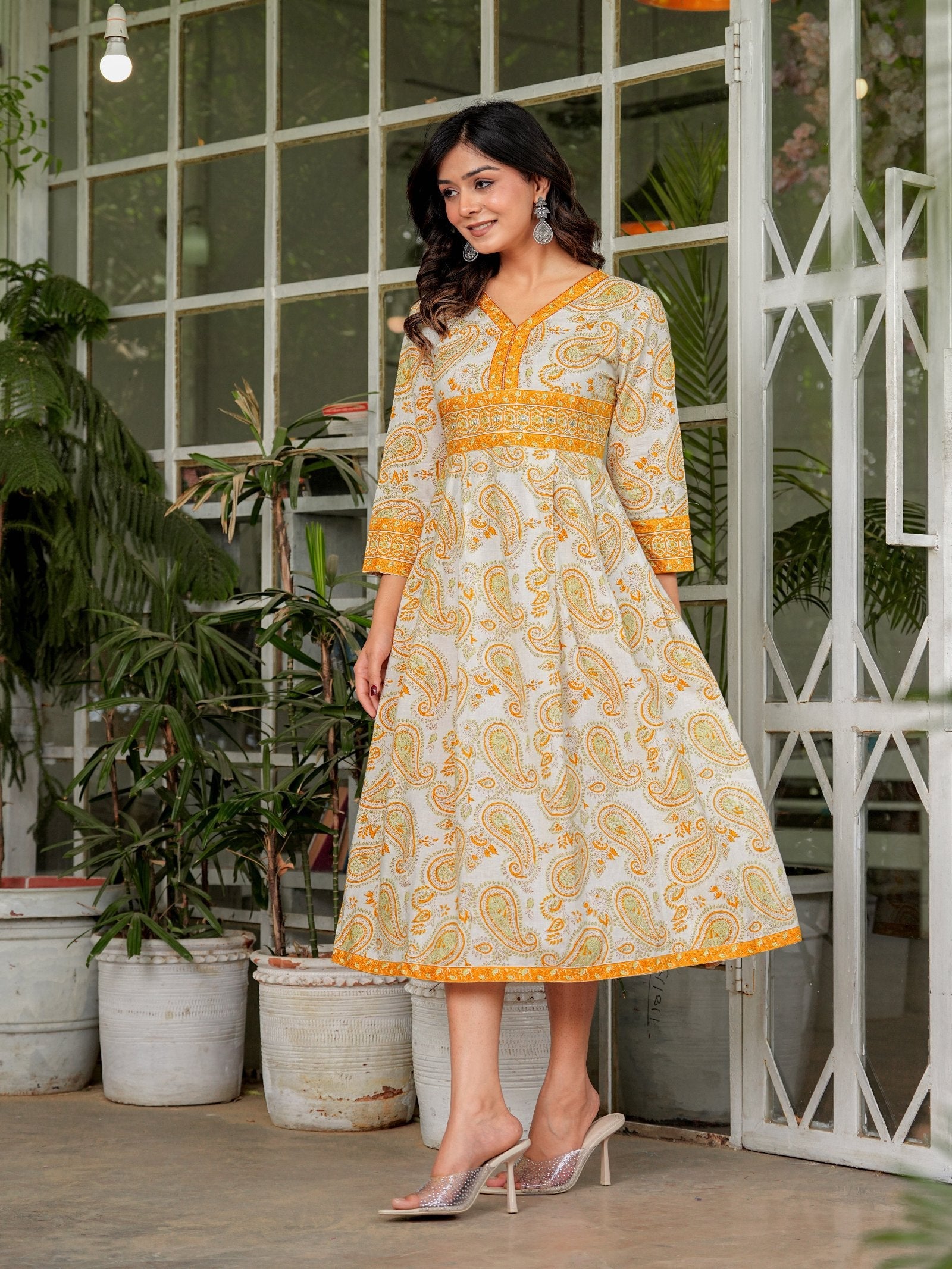 Rangvastra Cotton Floral Print Flared Kurta
