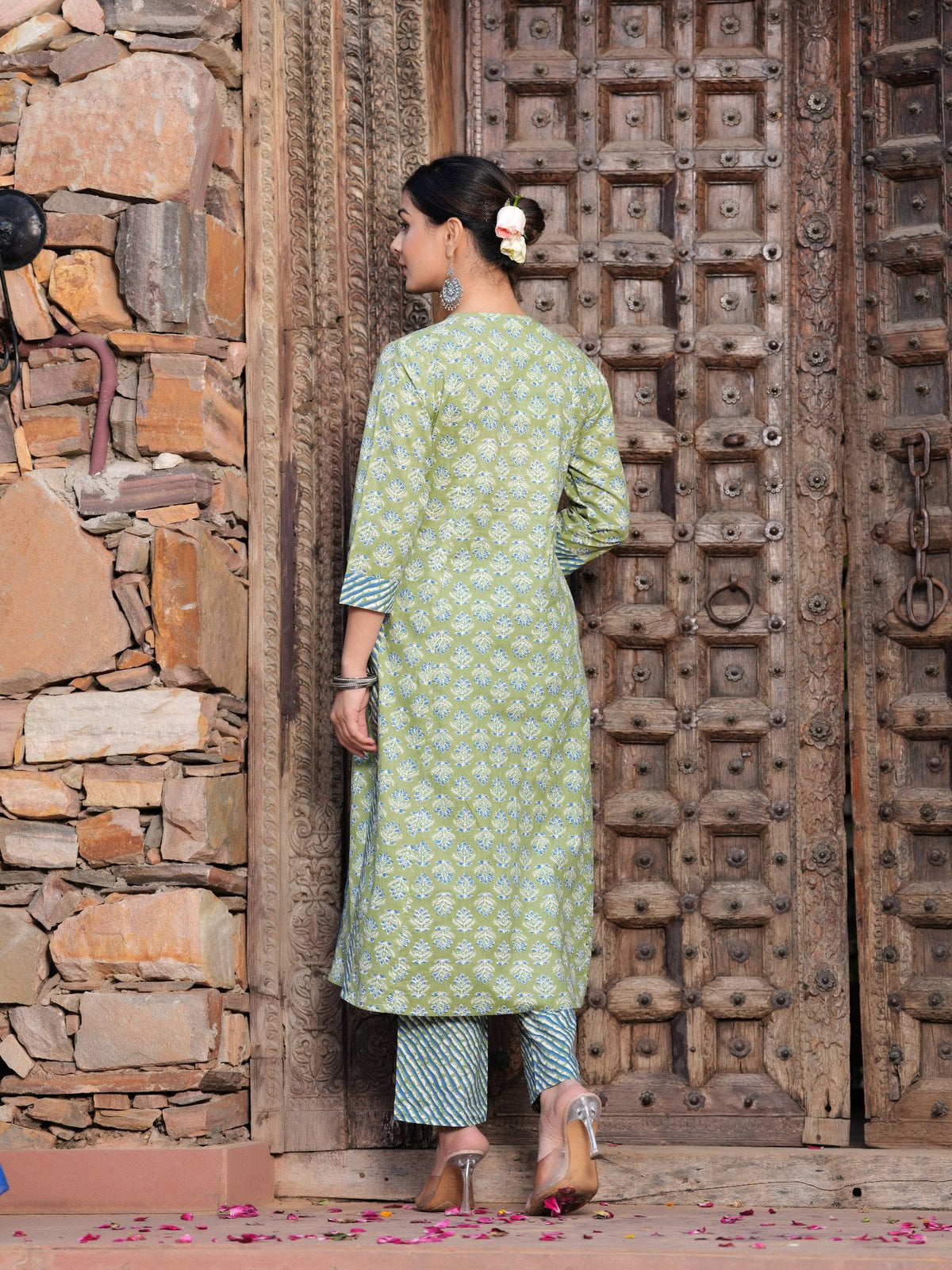 Rangvastra Cotton Floral Printed Kurta Pant with Dupatta Set