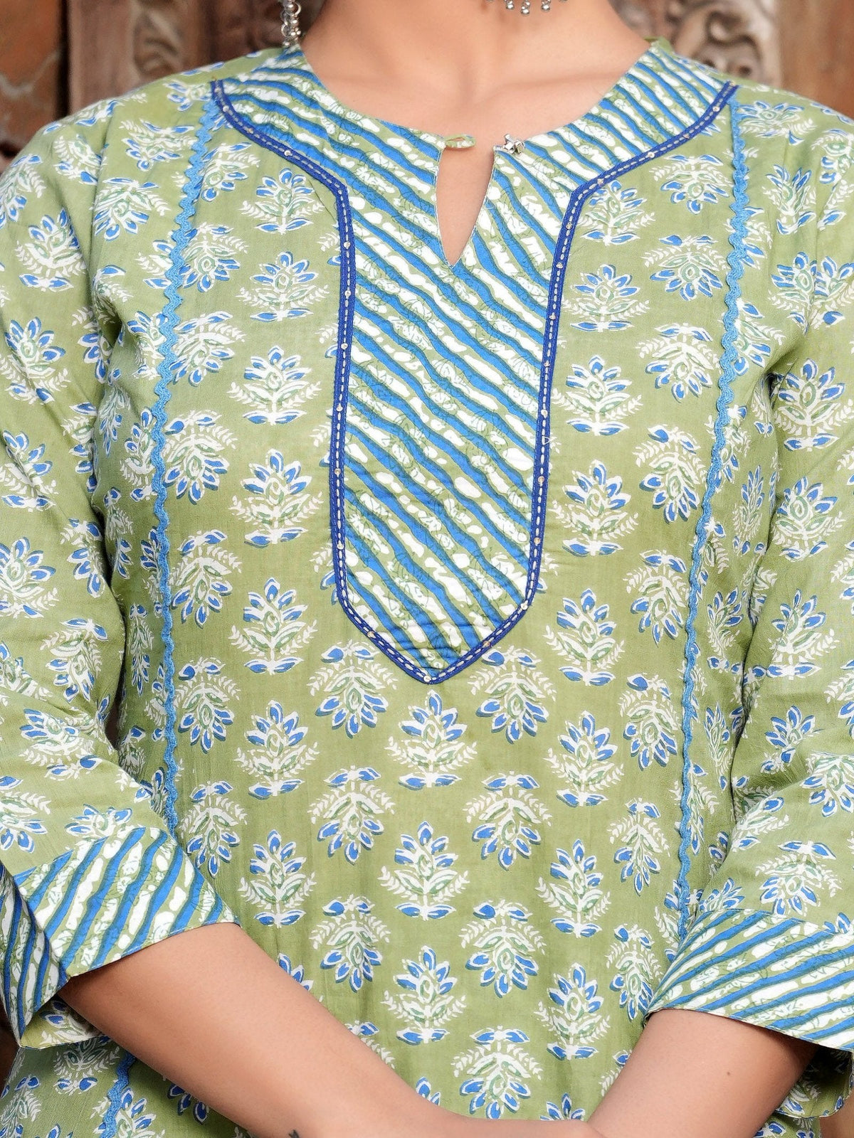 Rangvastra Cotton Floral Printed Kurta Pant with Dupatta Set