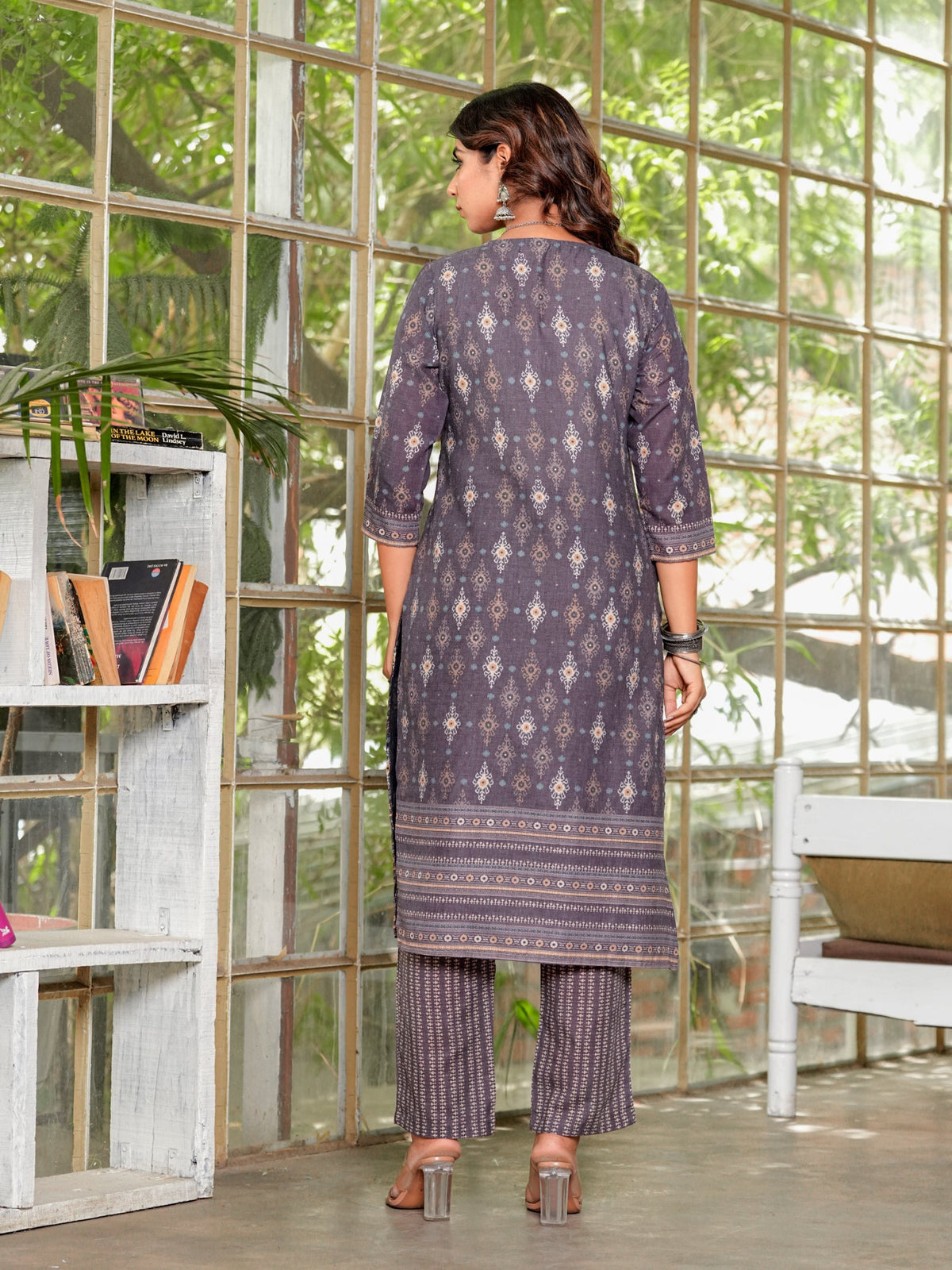 Rangvastra Brown & Teal Ethnic Cotton Schiffli Kurta Set