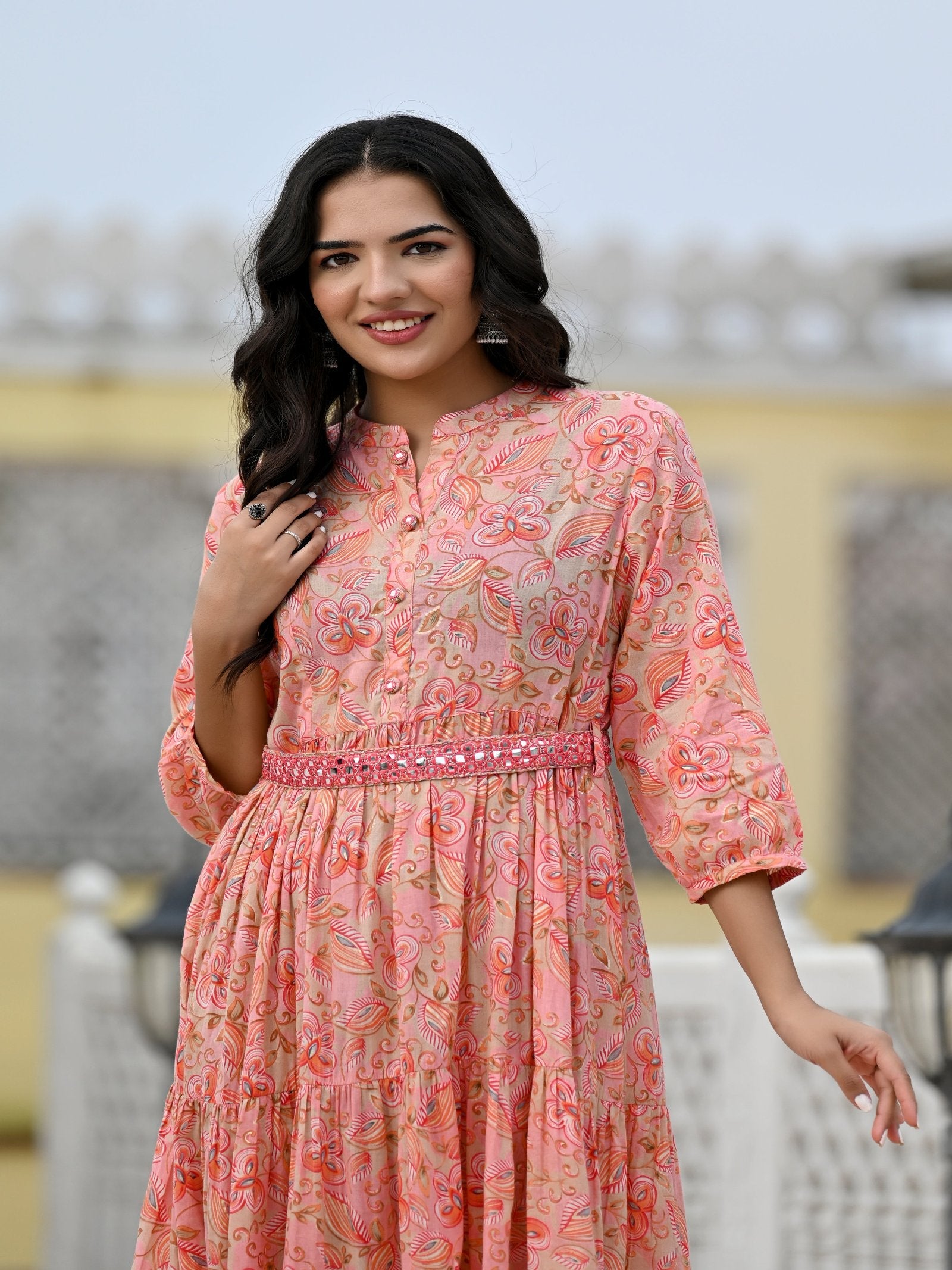 Rangvastra Cotton Foil Floral Printed Kurta