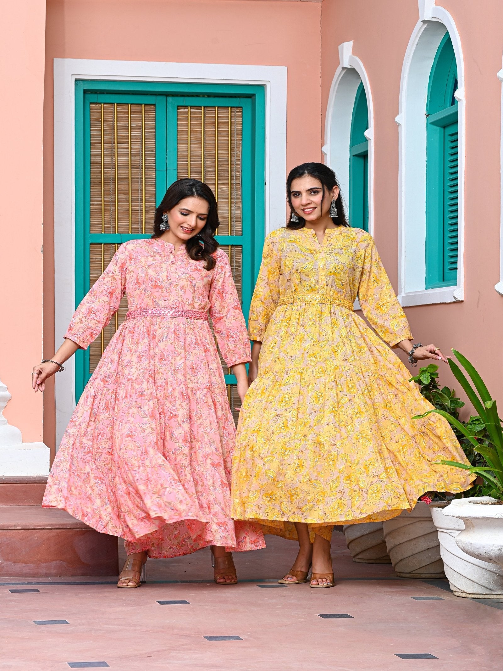 Rangvastra Cotton Foil Floral Printed Kurta