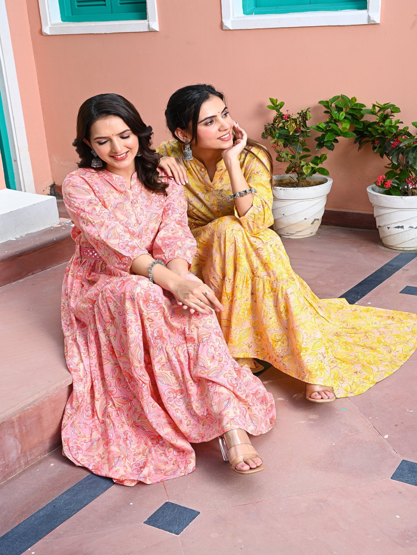 Rangvastra Cotton Foil Floral Printed Kurta
