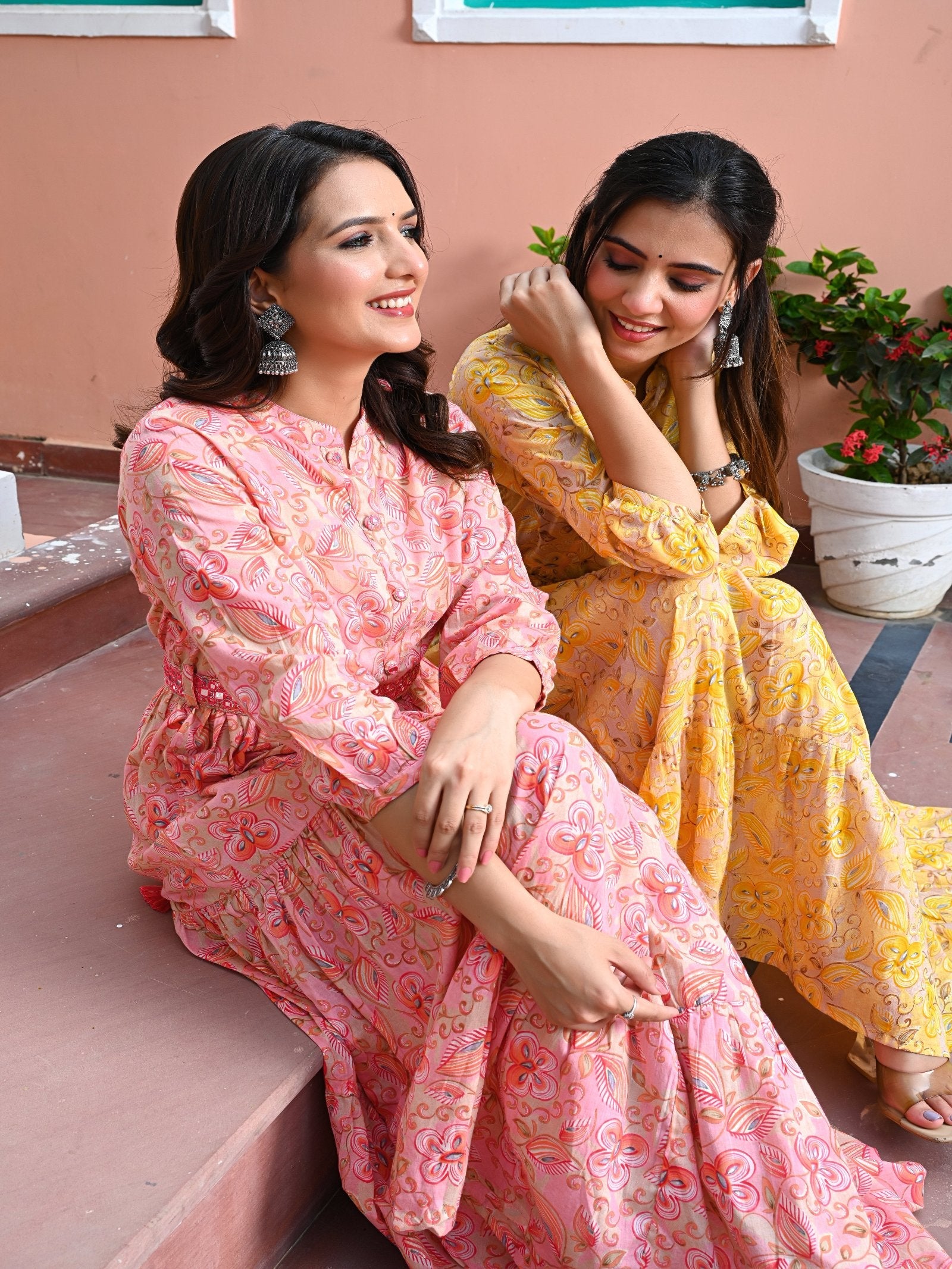 Rangvastra Cotton Foil Floral Printed Kurta