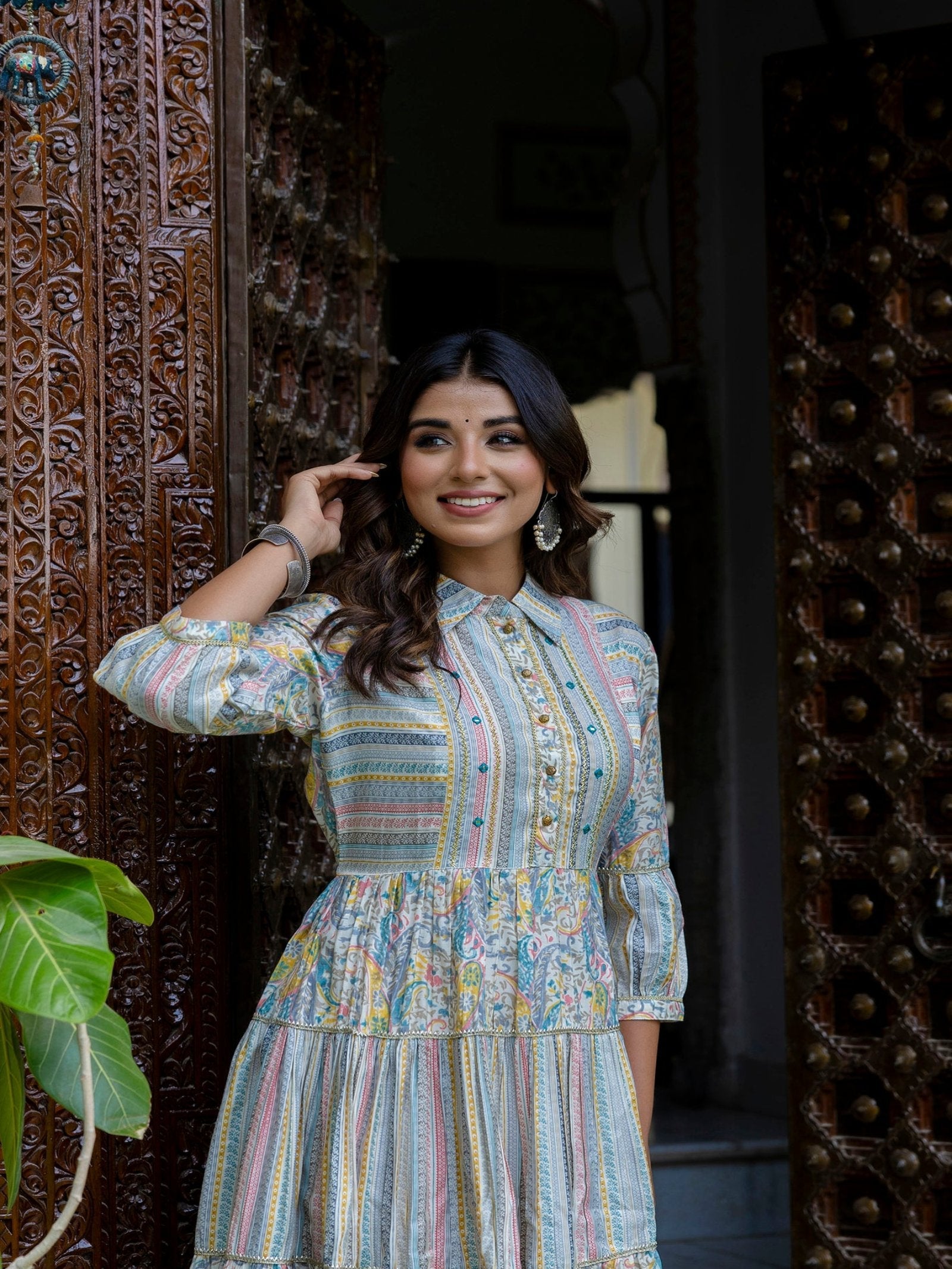 Rangvastra Chanderi Ethnic Motifs Printed Kurta Gown