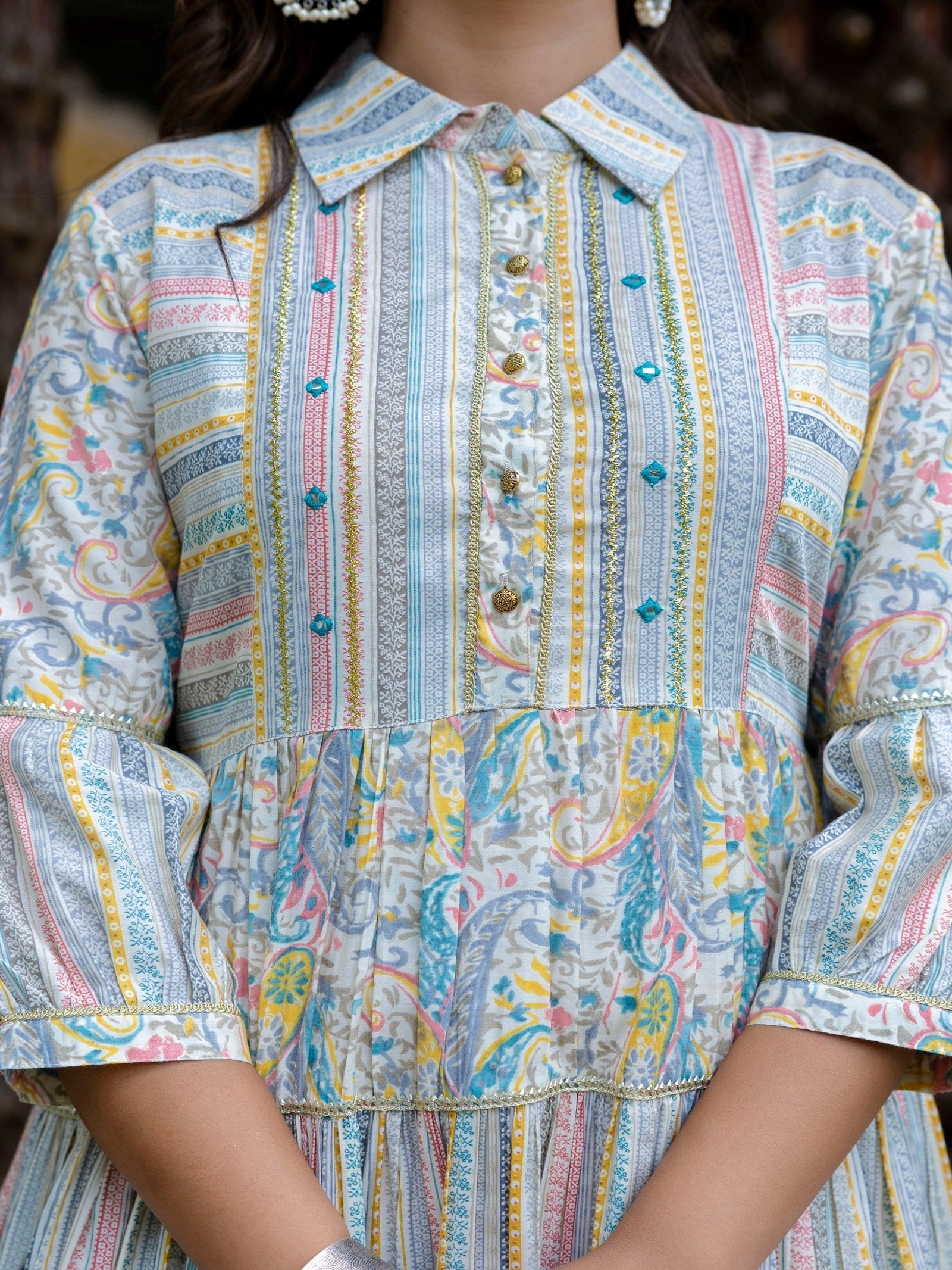 Rangvastra Chanderi Ethnic Motifs Printed Kurta Gown