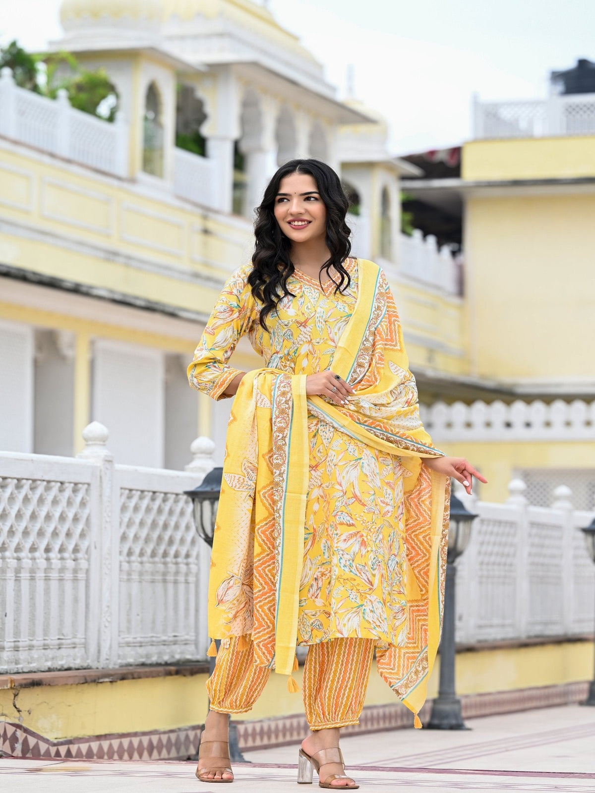 Rangvastra Capsule Foil Floral Printed Kurta Pant with Dupatta Set