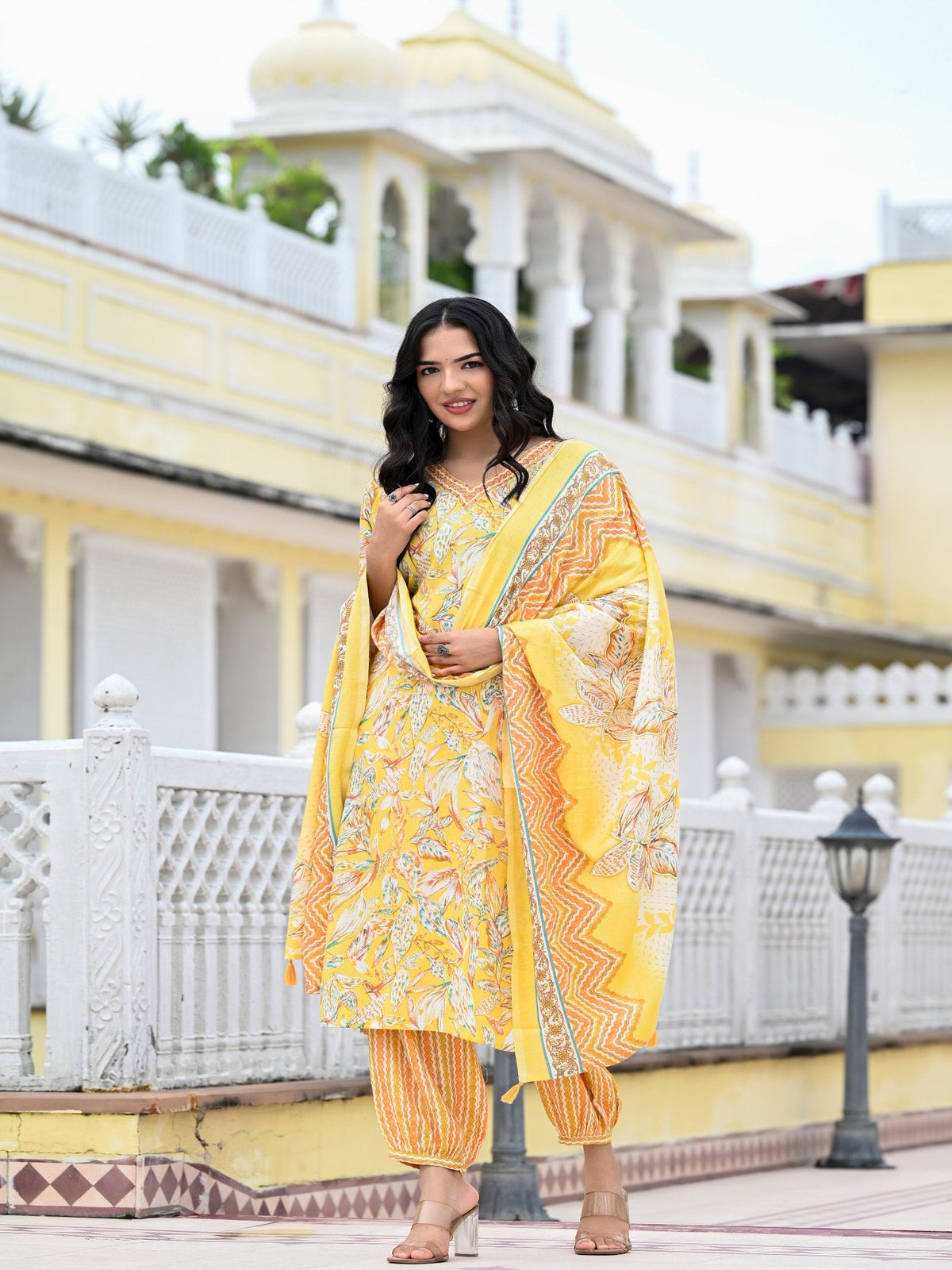 Rangvastra Capsule Foil Floral Printed Kurta Pant with Dupatta Set