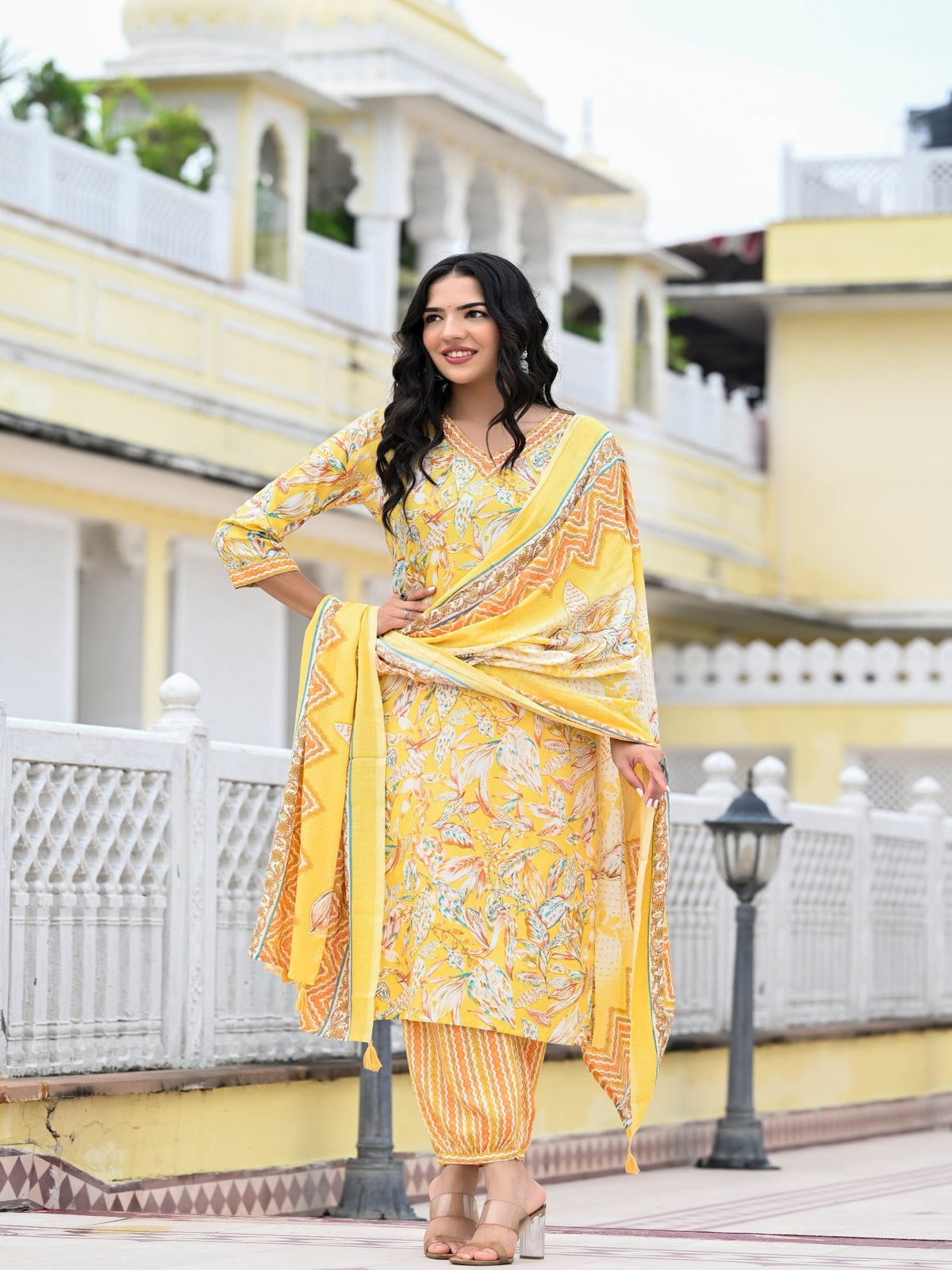 Rangvastra Capsule Foil Floral Printed Kurta Pant with Dupatta Set