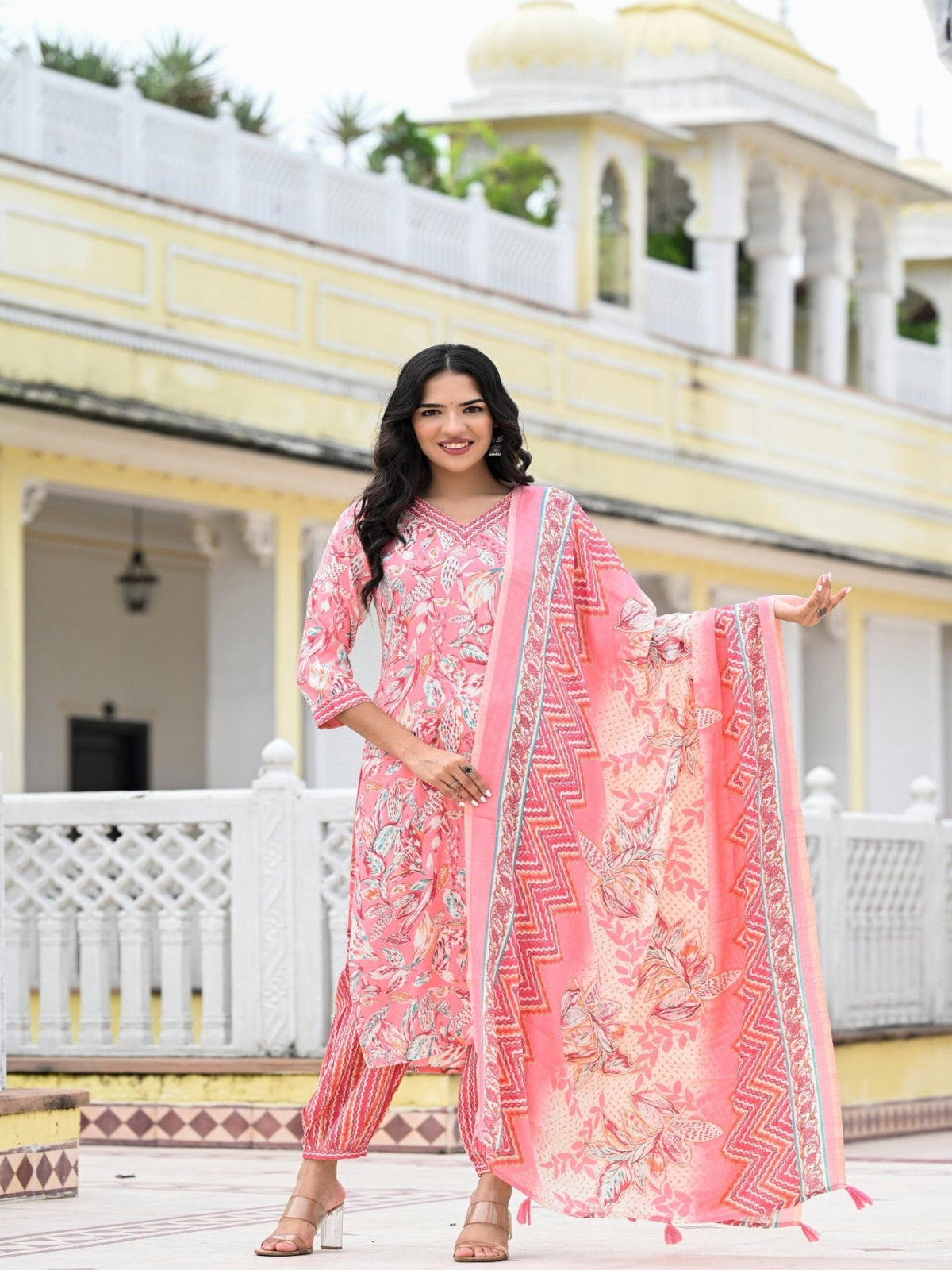 Rangvastra Capsule Foil Floral Printed Kurta Pant with Dupatta Set