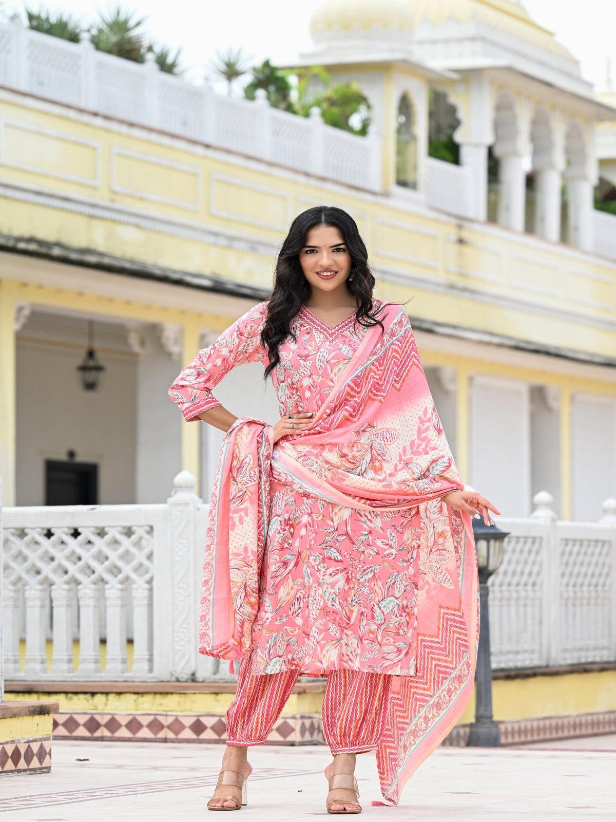 Rangvastra Capsule Foil Floral Printed Kurta Pant with Dupatta Set