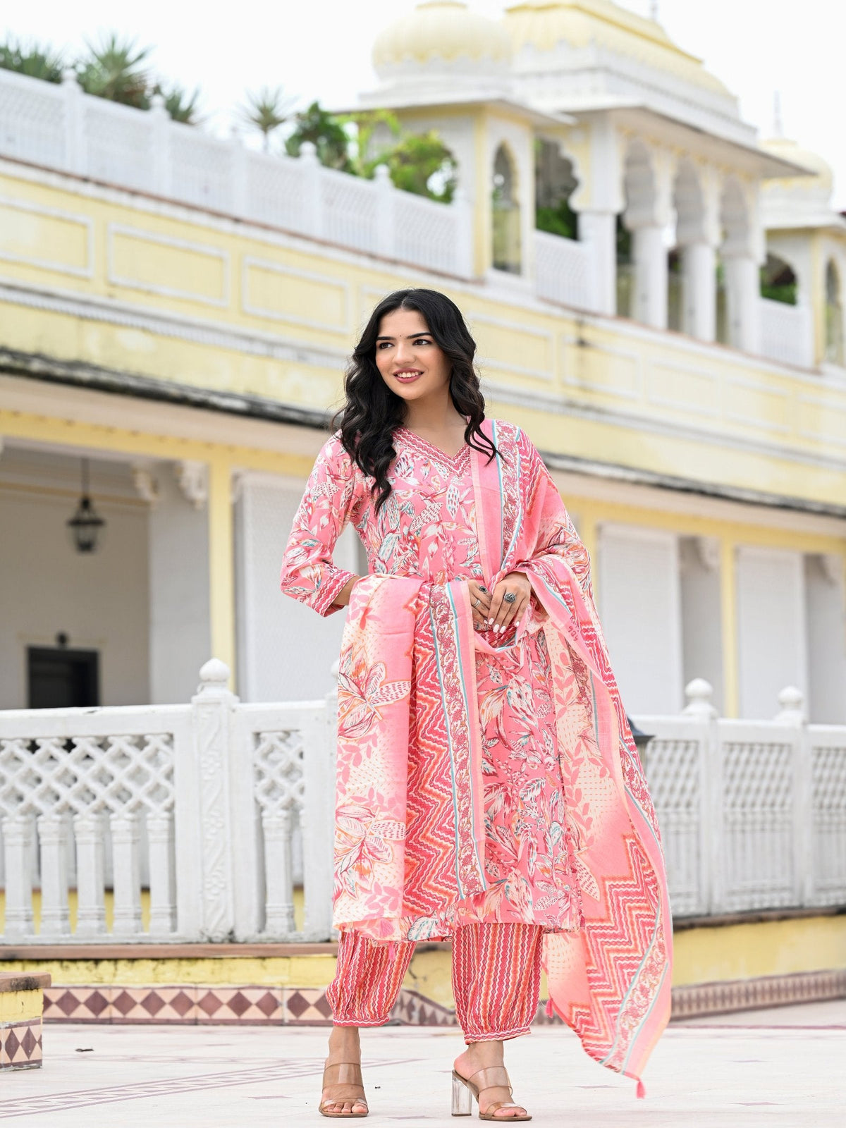 Rangvastra Capsule Foil Floral Printed Kurta Pant with Dupatta Set
