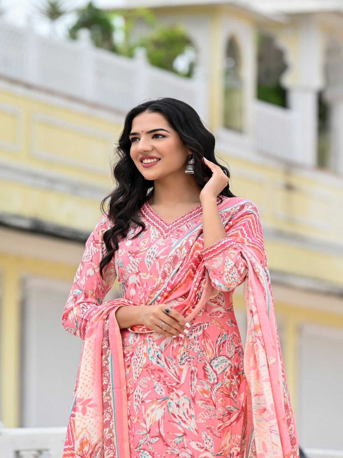 Rangvastra Capsule Foil Floral Printed Kurta Pant with Dupatta Set