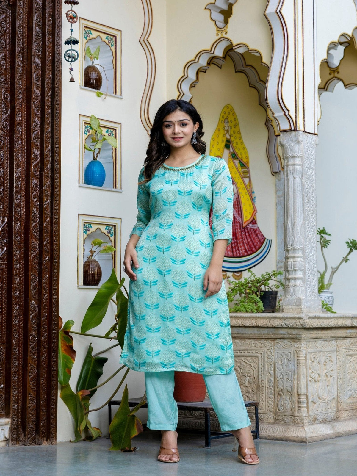 Rangvastra Digital Floral Organza on Embroidered Ethnic Set