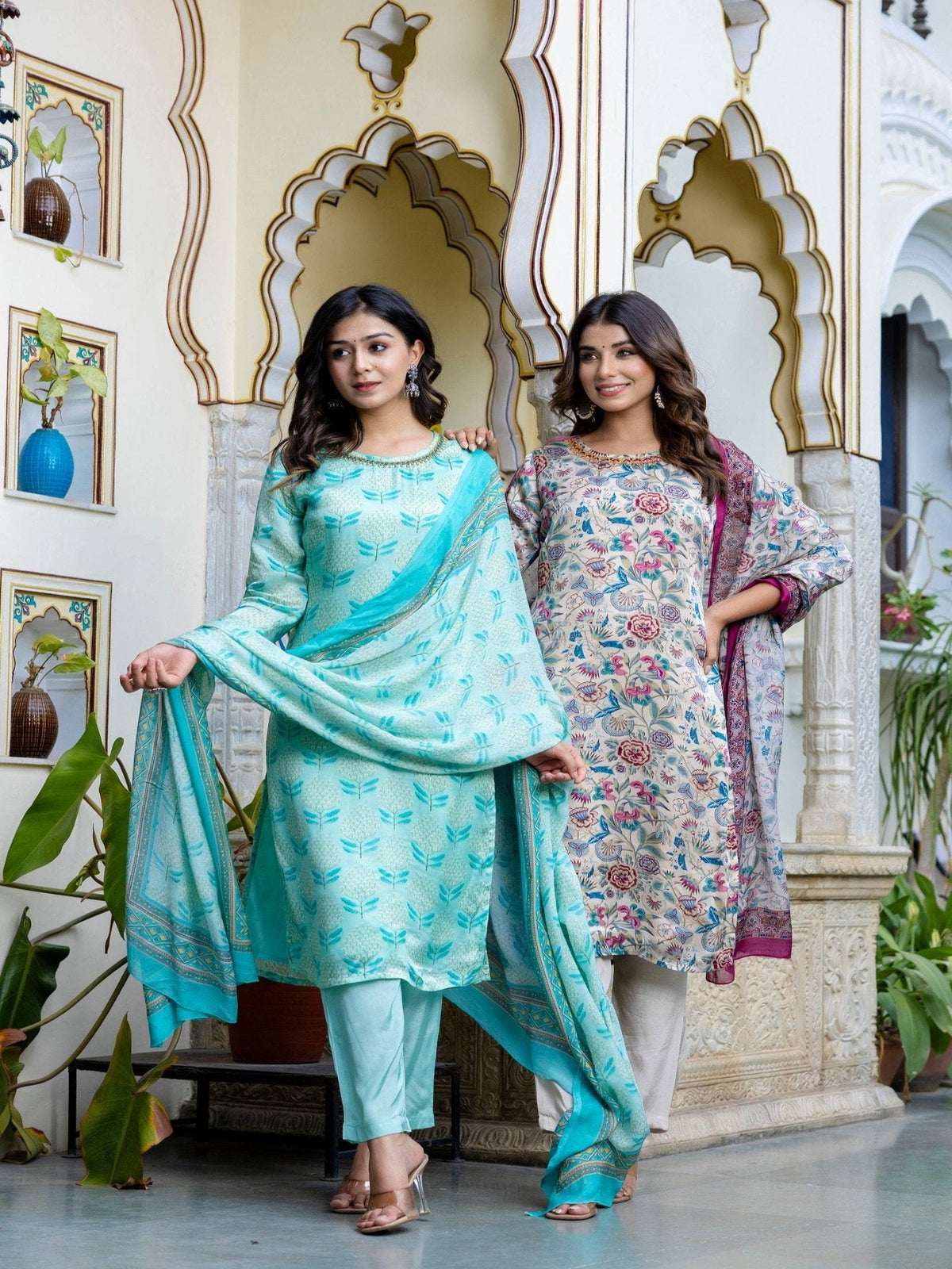Rangvastra Digital Floral Organza on Embroidered Ethnic Set