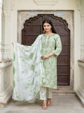 Rangvastra Capsule Foil Green & Peach Ethnic Kurta Set with Dupatta