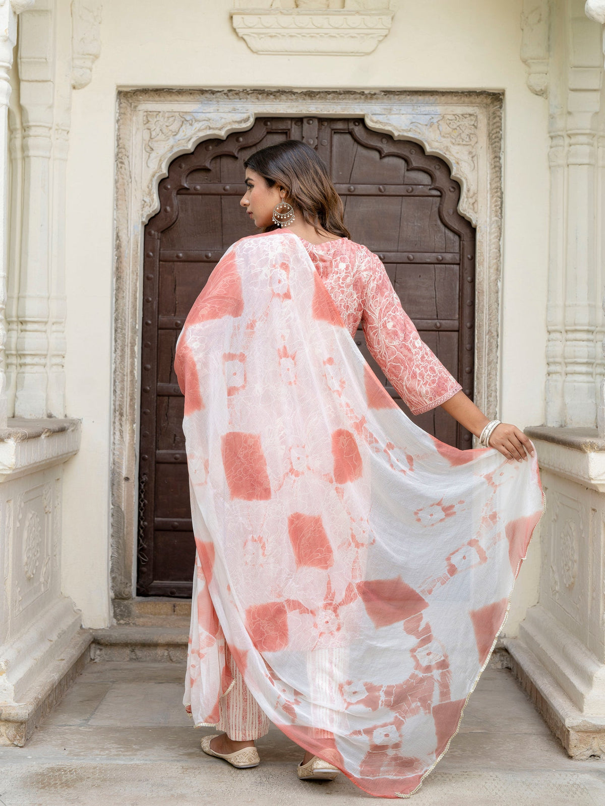 Rangvastra Capsule Foil Green & Peach Ethnic Kurta Set with Dupatta