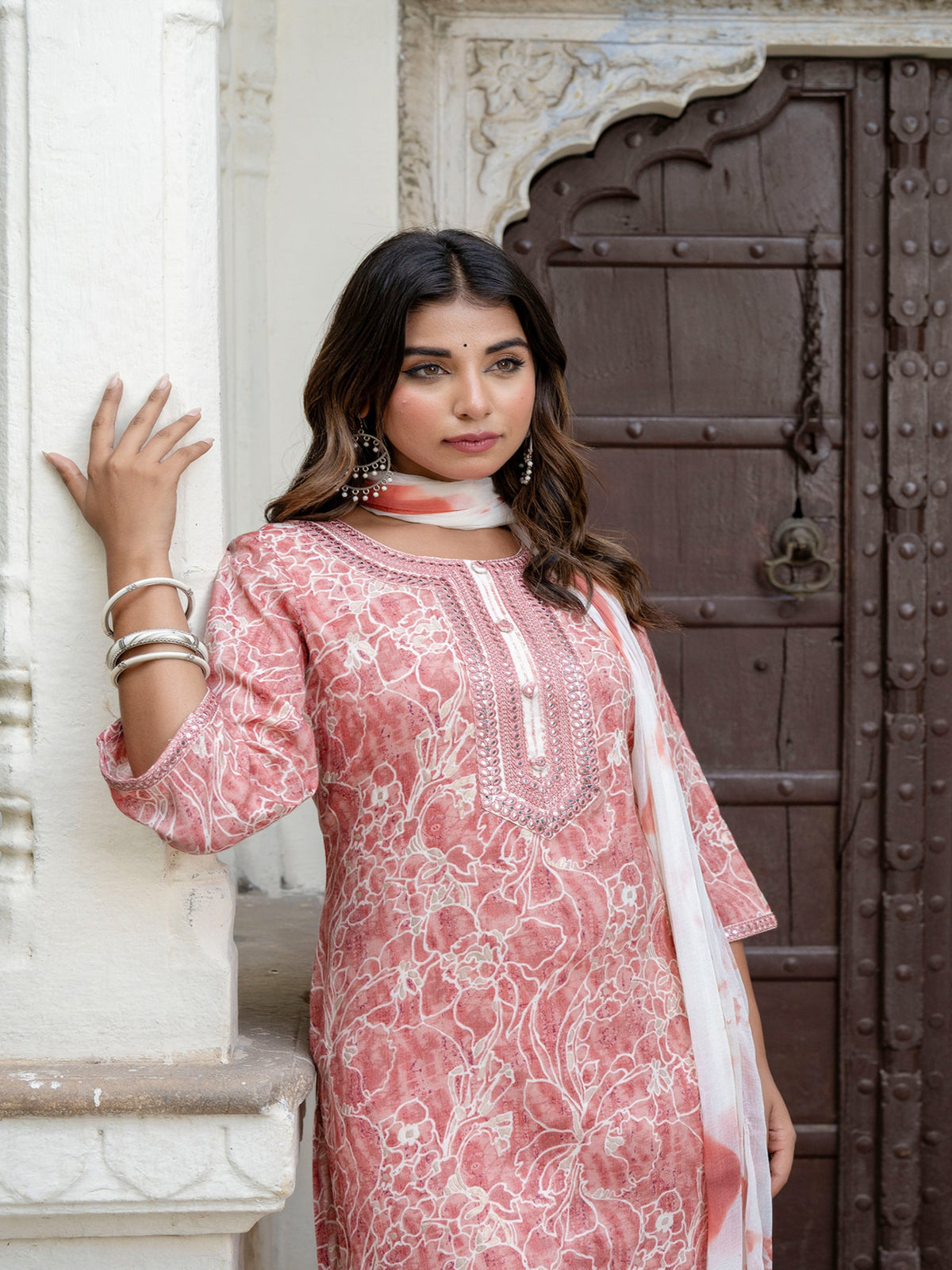 Rangvastra Capsule Foil Green & Peach Ethnic Kurta Set with Dupatta