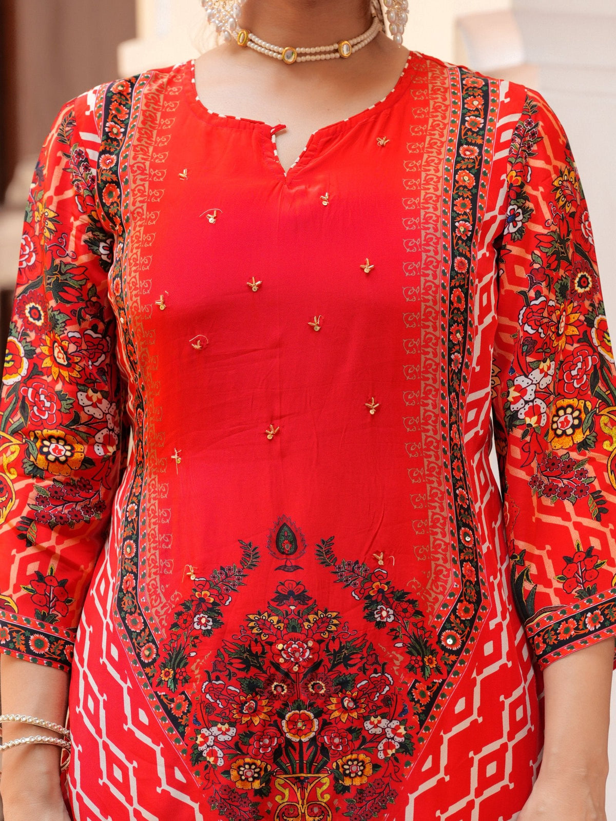 Rangvastra  Natural Crape Floral Printed Kurta Pant with Dupatta Set