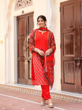 Rangvastra  Natural Crape Floral Printed Kurta Pant with Dupatta Set