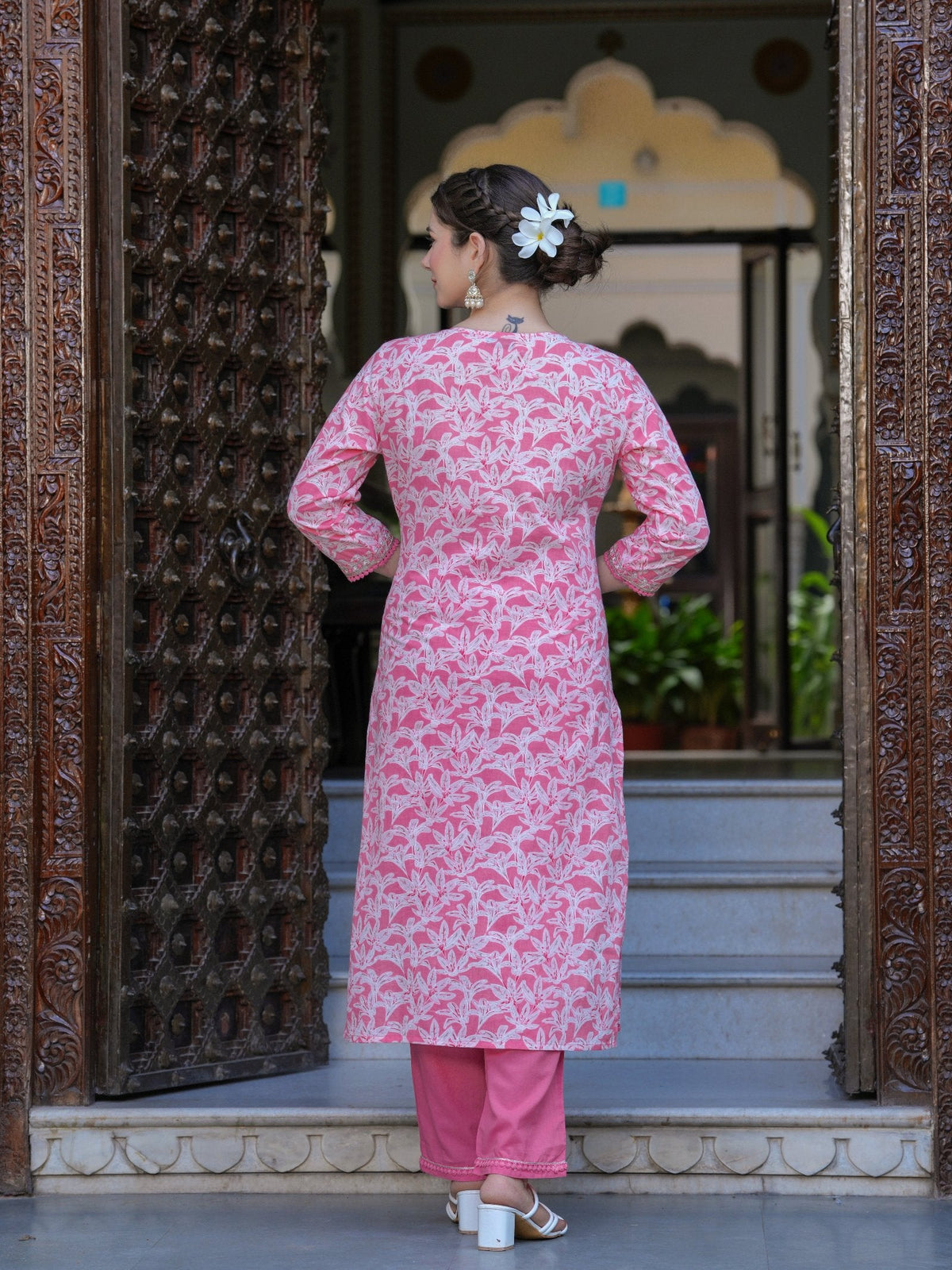 Rangvastra COTTON EMBROIDERY AND SEQUINS WORK KURTA PANT WITH DUPATTA SET