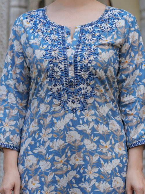 Rangvastra  COTTON FLORAL PRINT WITH EMBROIDERED WORK KURTA SET