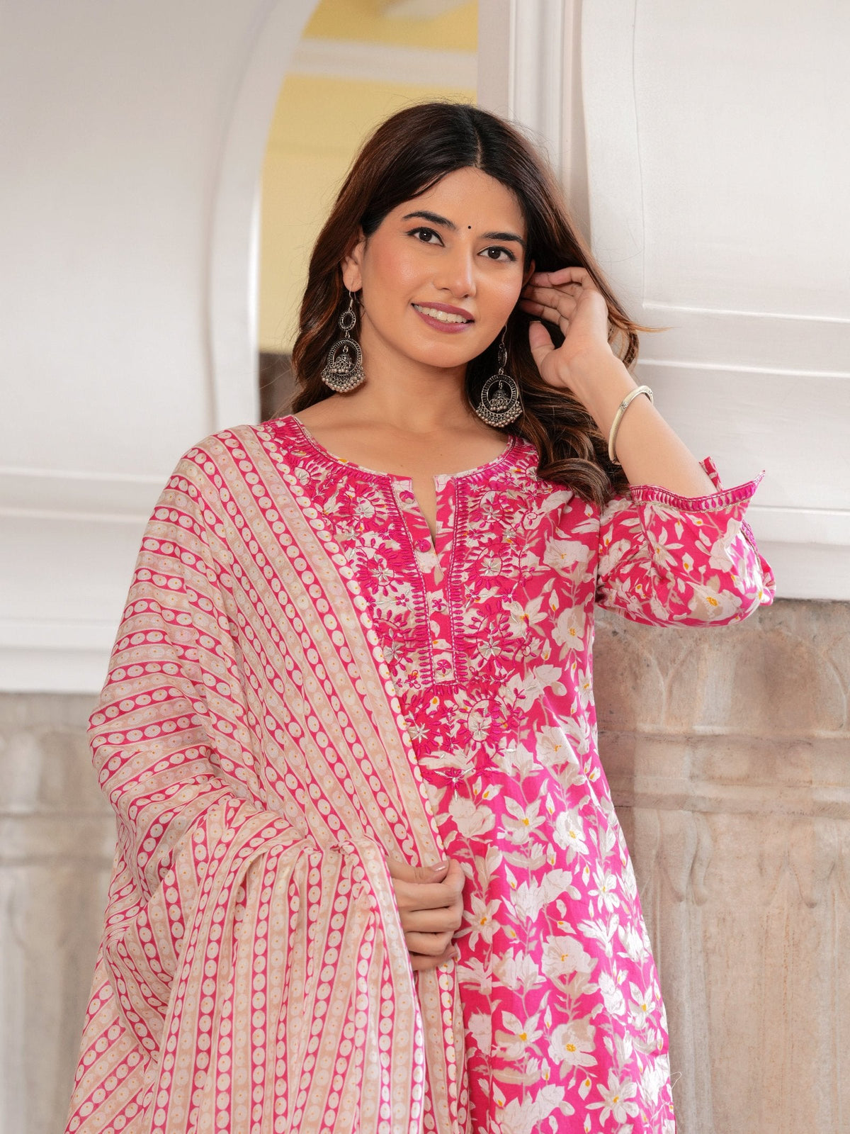 Rangvastra  COTTON FLORAL PRINT WITH EMBROIDERED WORK KURTA SET