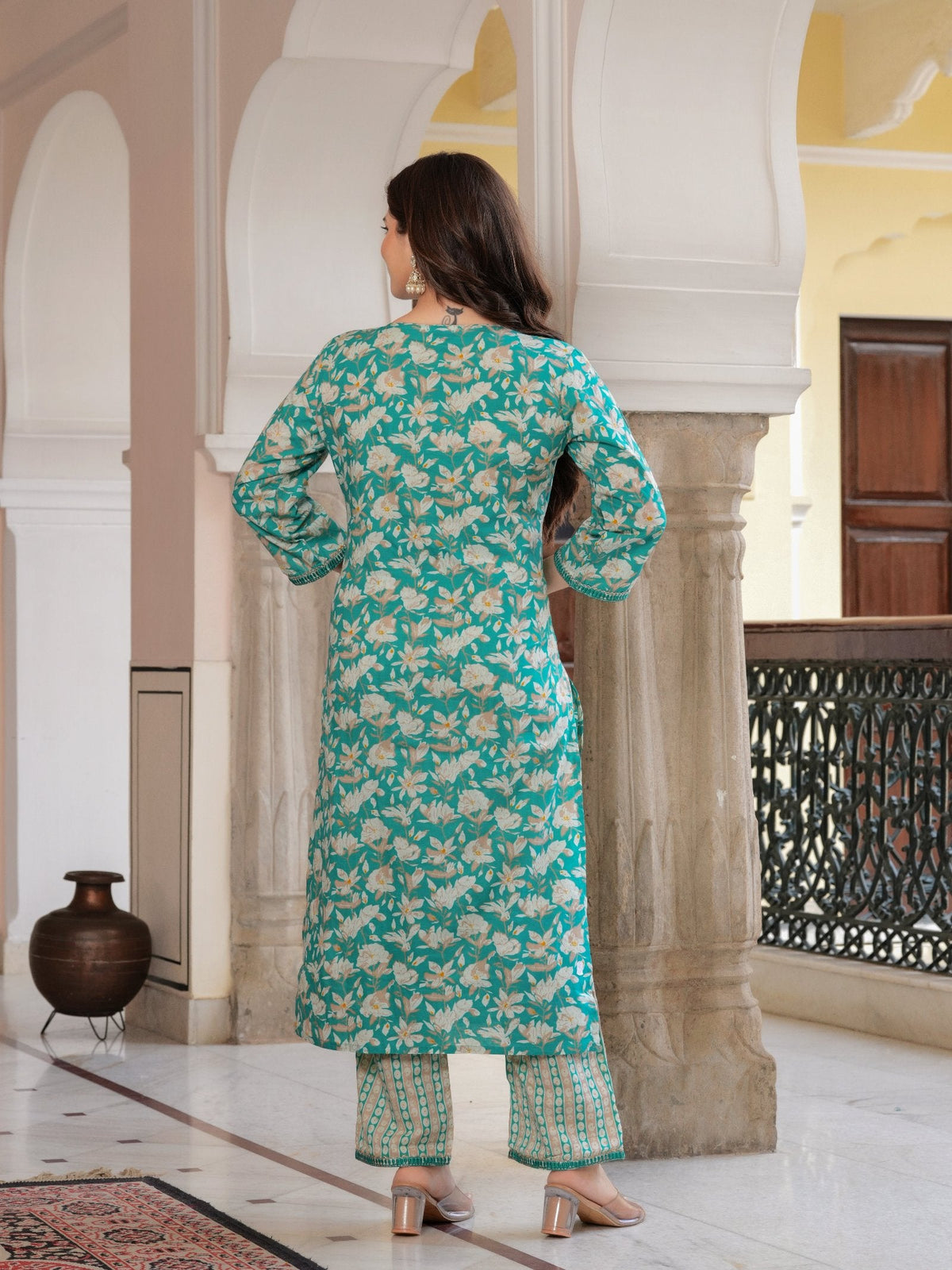 Rangvastra  COTTON FLORAL PRINT WITH EMBROIDERED WORK KURTA SET