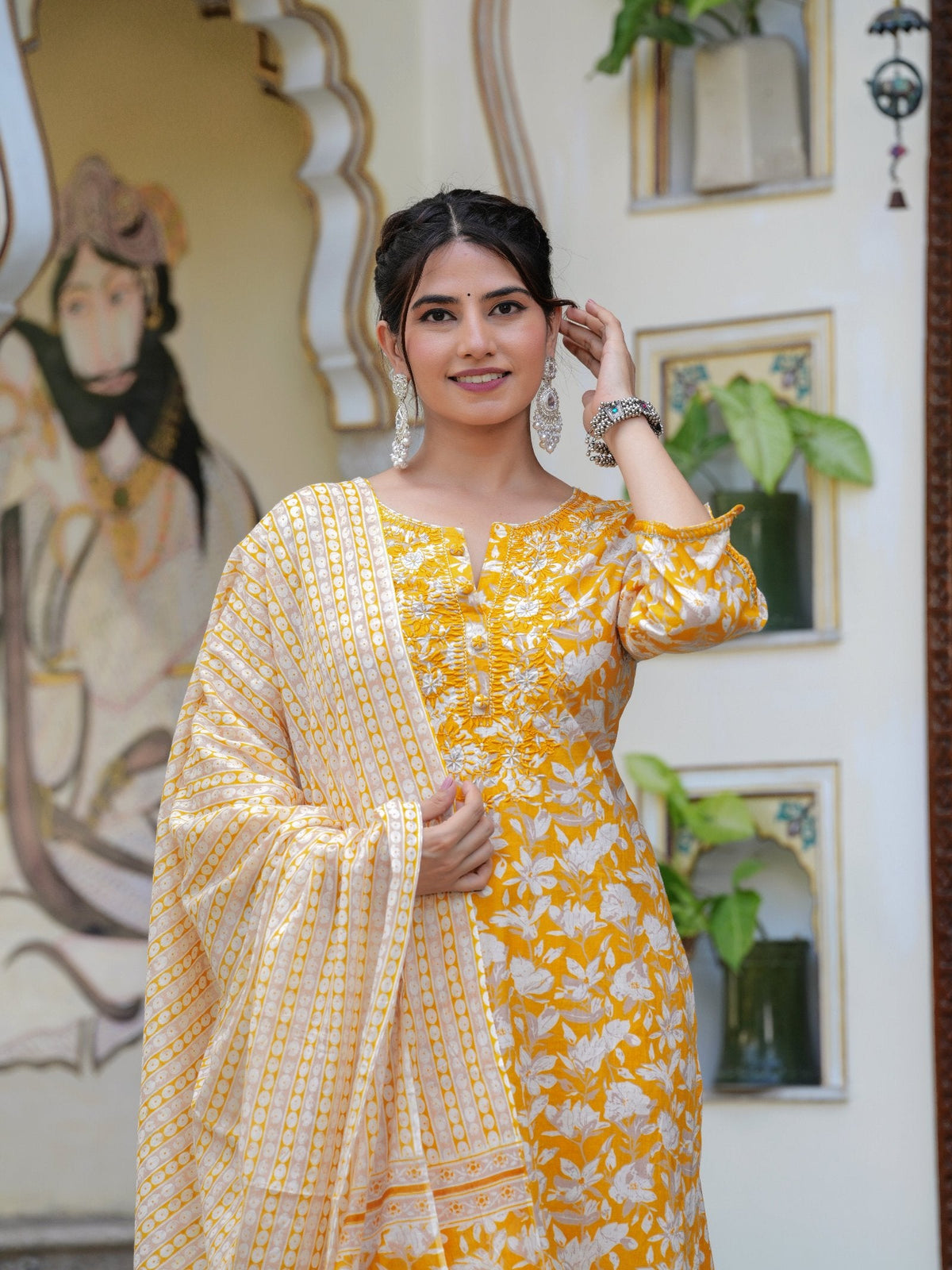 Rangvastra  COTTON FLORAL PRINT WITH EMBROIDERED WORK KURTA SET