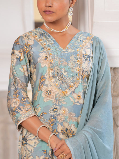 Rangvastra  MODAL CHANDERI SEQUINS WORK KURTA PANT WITH DUPATTA SET