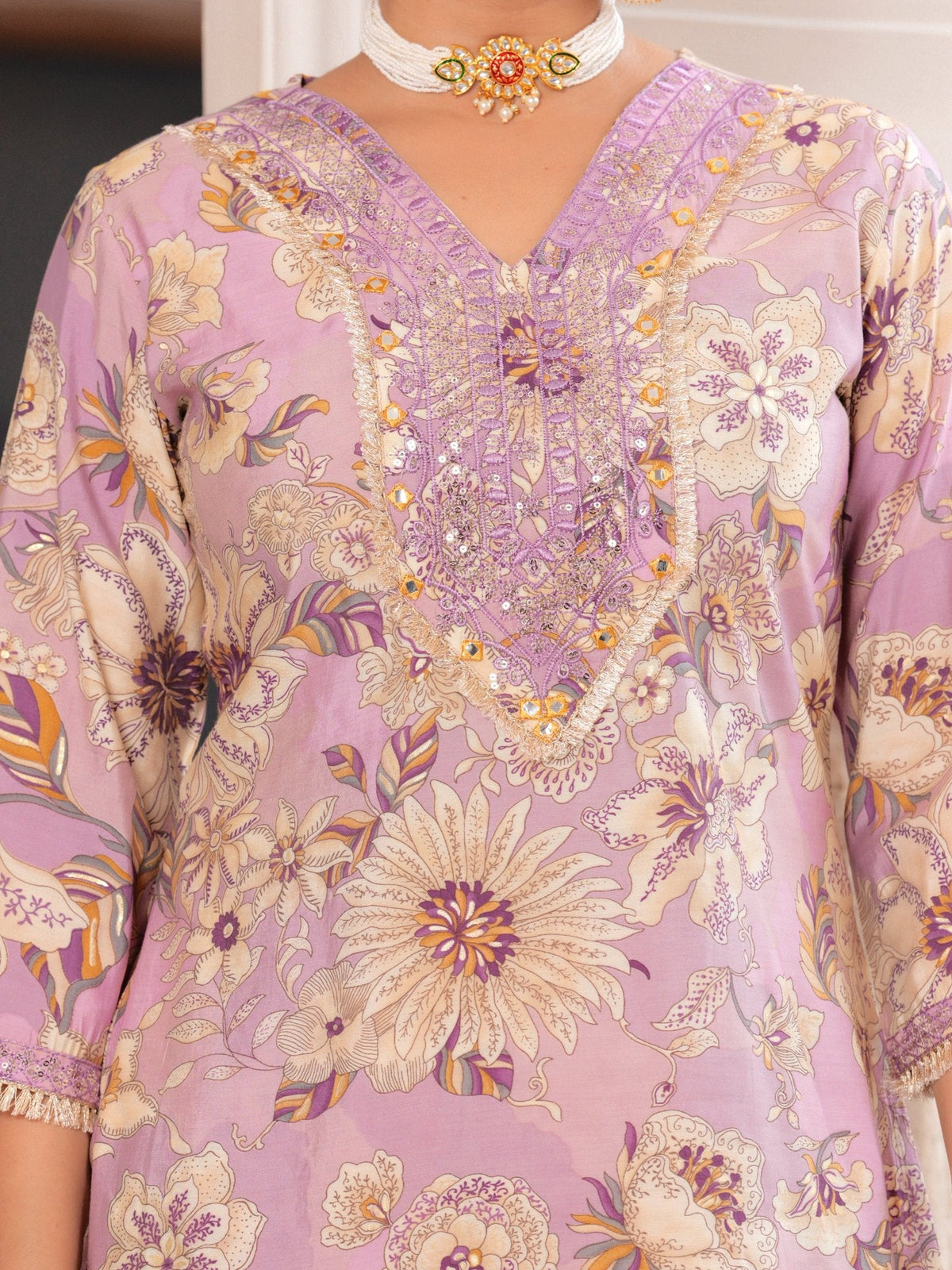 Rangvastra  MODAL CHANDERI SEQUINS WORK KURTA PANT WITH DUPATTA SET