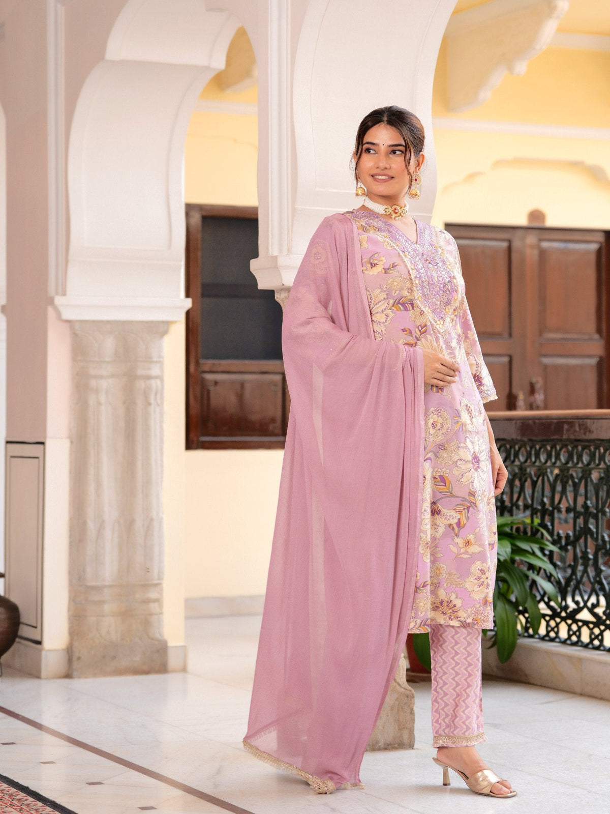 Rangvastra  MODAL CHANDERI SEQUINS WORK KURTA PANT WITH DUPATTA SET