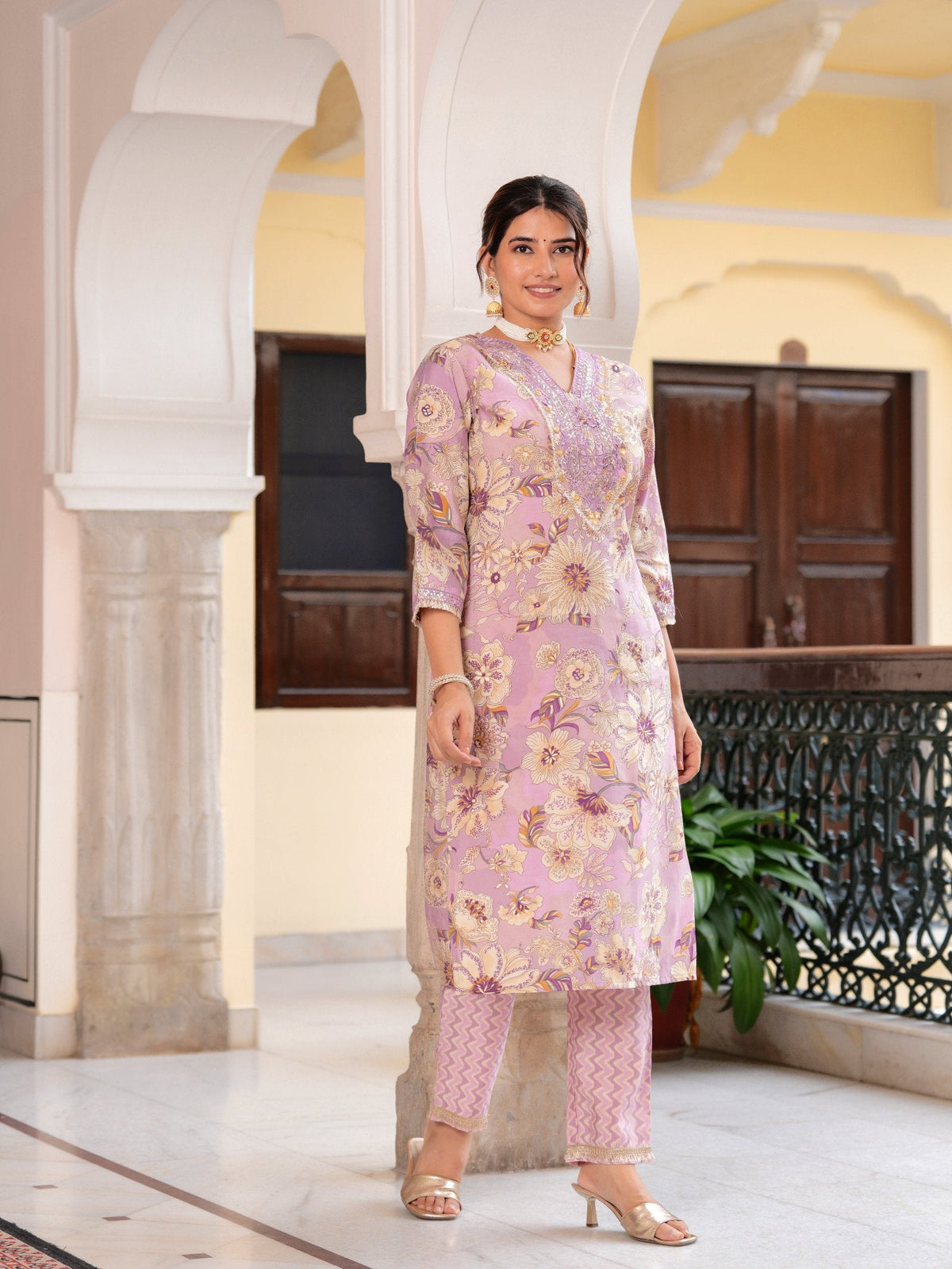 Rangvastra  MODAL CHANDERI SEQUINS WORK KURTA PANT WITH DUPATTA SET