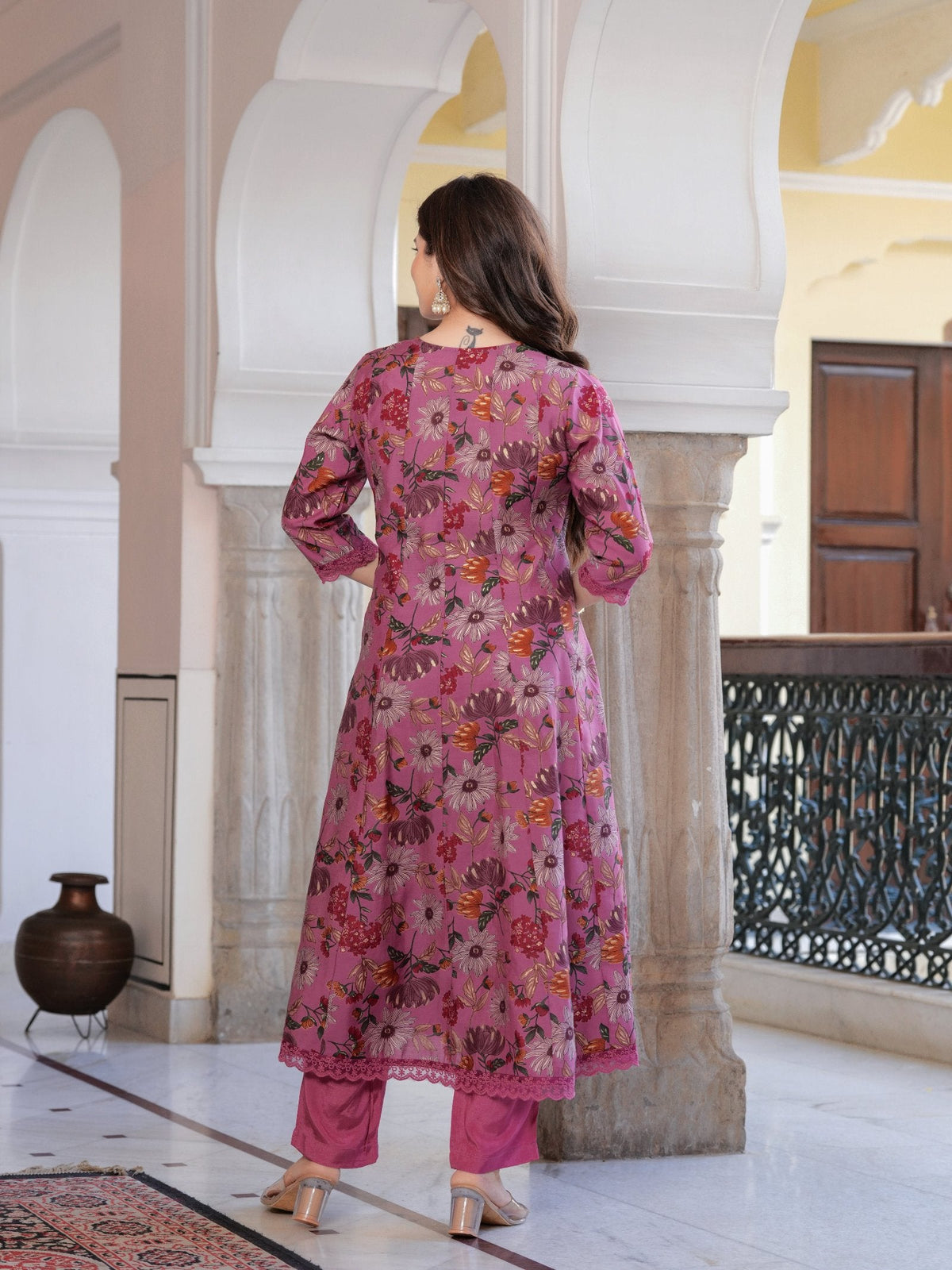 Rangvastra  MODAL CHANDERI FLORAL PRINT KURTA PANT WITH DUPATTA SET