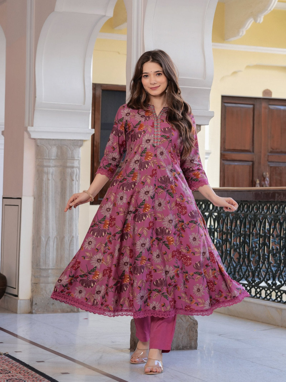 Rangvastra  MODAL CHANDERI FLORAL PRINT KURTA PANT WITH DUPATTA SET