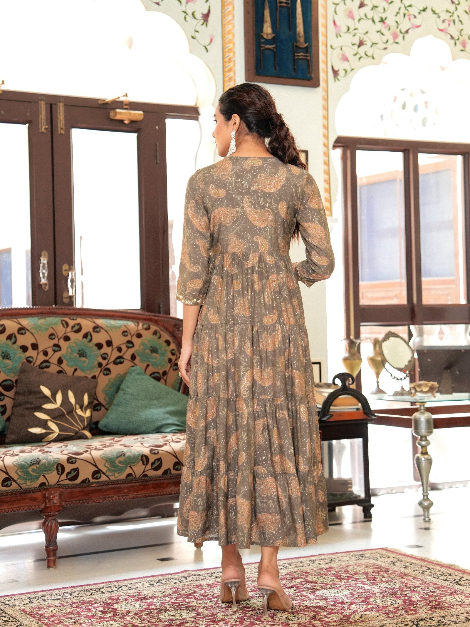 Rangvastra  Chanderi Floral Printed Kurta