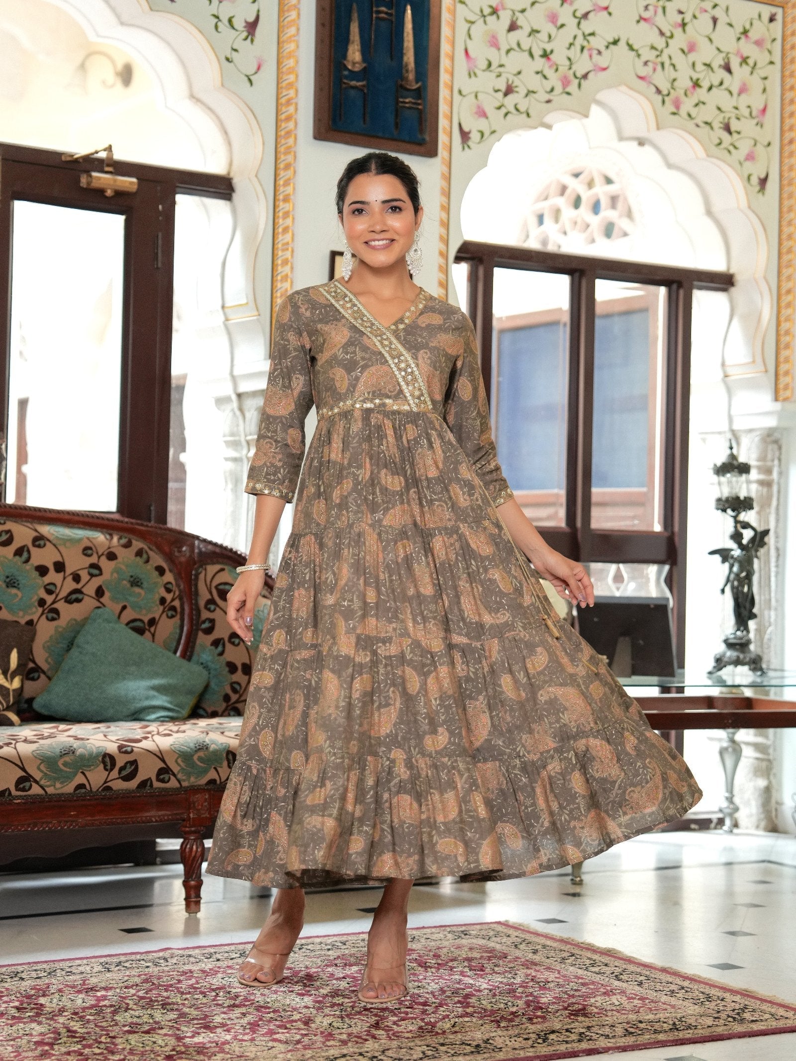 Rangvastra  Chanderi Floral Printed Kurta